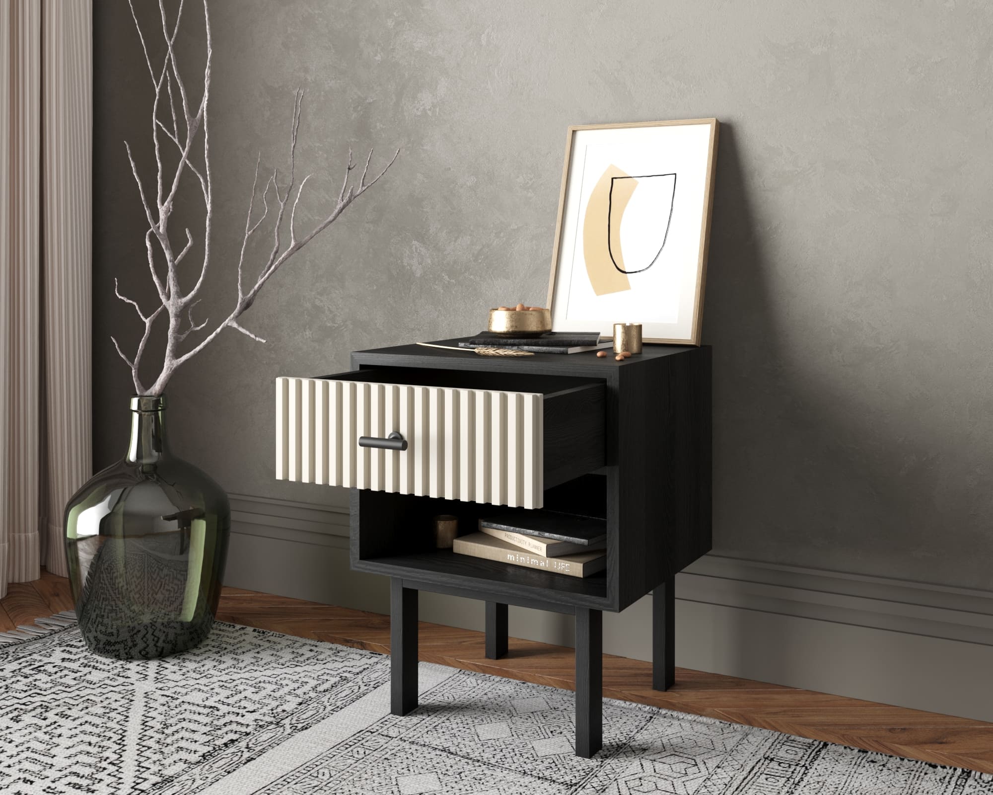 купить Тумбочка с верхним ящиком "Emerson" арт EM11/milky/L