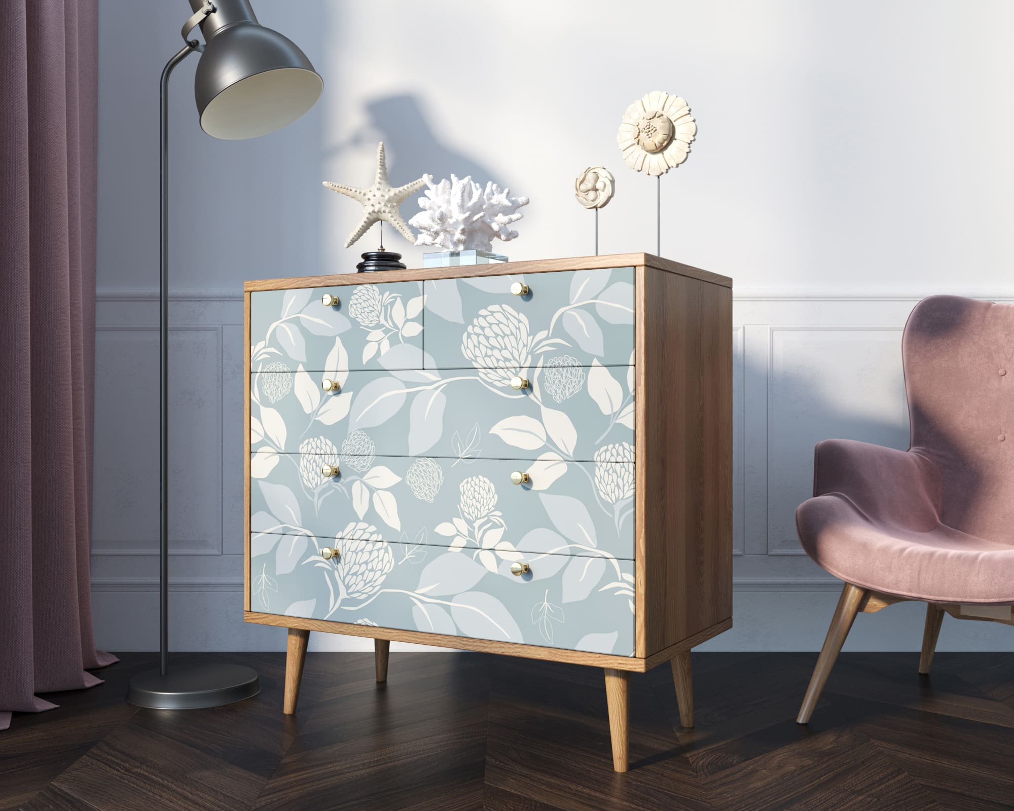 заказать Комод "Berber" пять ящиков 39 принт арт BB36/Print_39