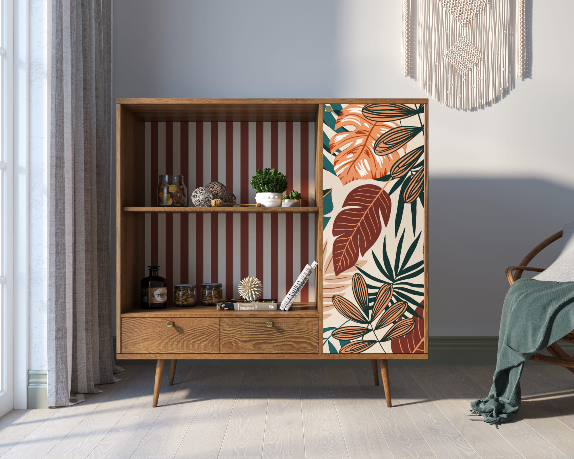 Стеллаж с нишей "Berber" принт 25 арт BB28/Print_25 в интернет-магазине