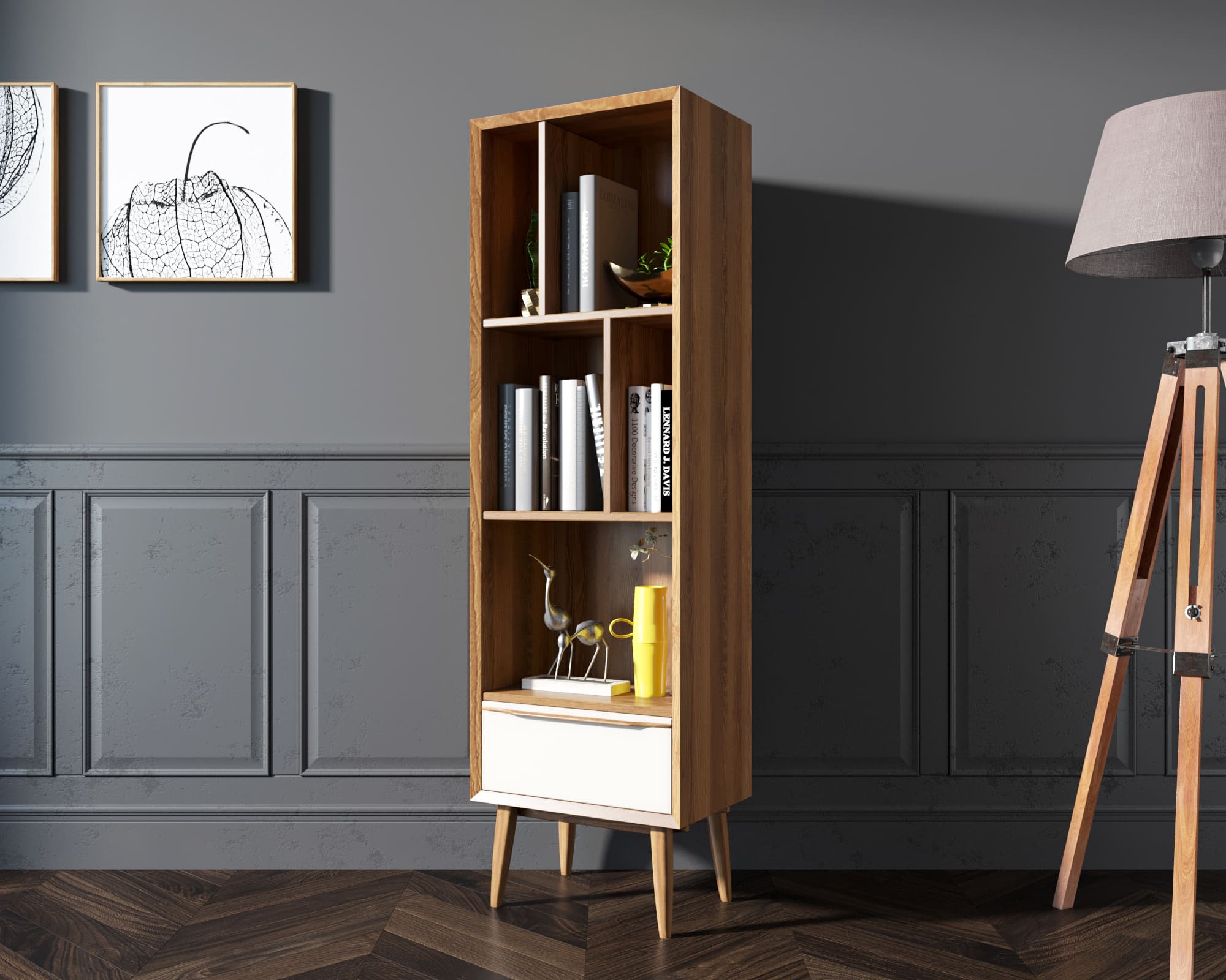 Узкий стеллаж "Bruni white" арт BR26WH в интернет-магазине