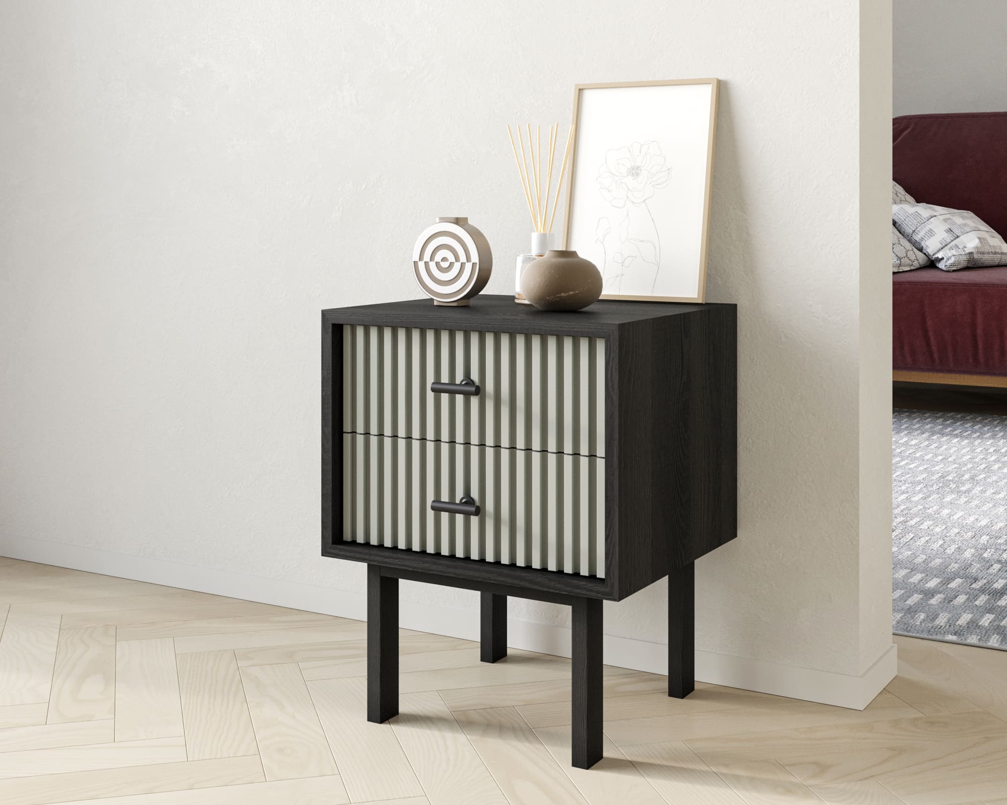 заказать Тумбочка с двумя ящиками "Emerson" арт EM16/gray/L в Москве заказать Тумбочка с двумя ящиками "Emerson" арт EM16/gray/L