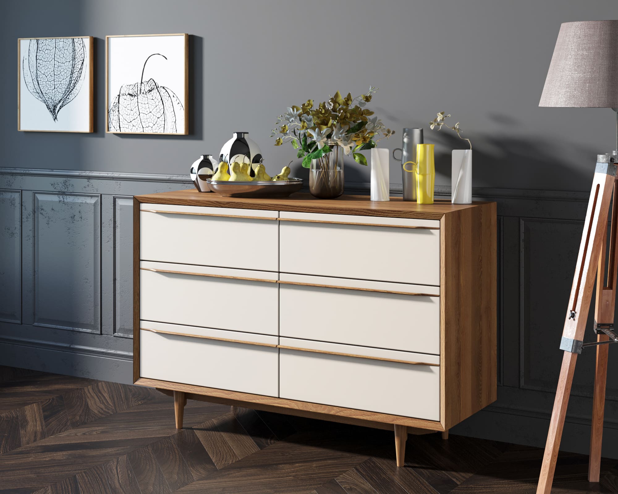 заказать Комод "Bruni white" с шестью ящиками арт BR05WH