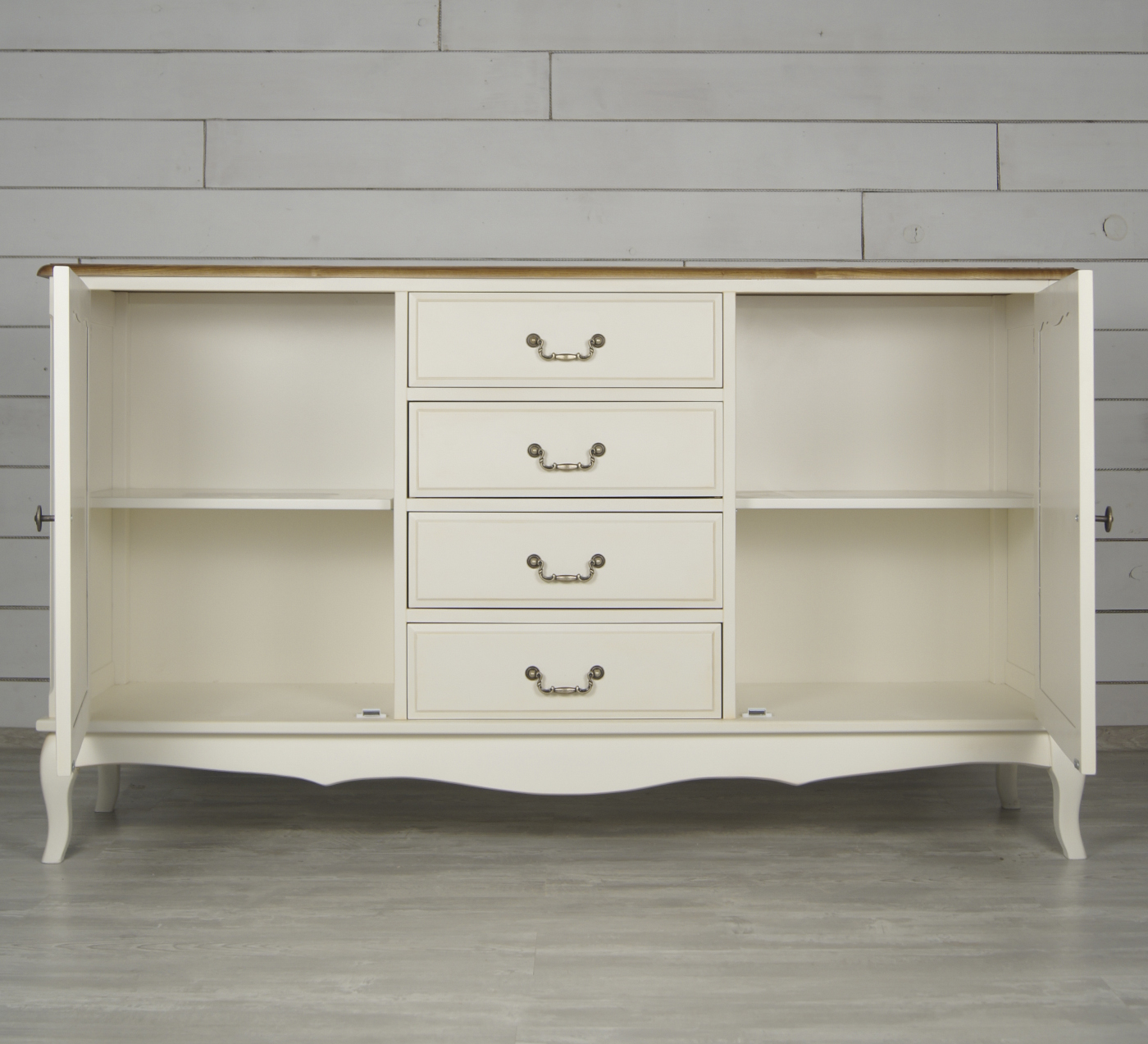 Бежевый комод "Leontina" с дверками и ящиками арт ST9351 в интерьере