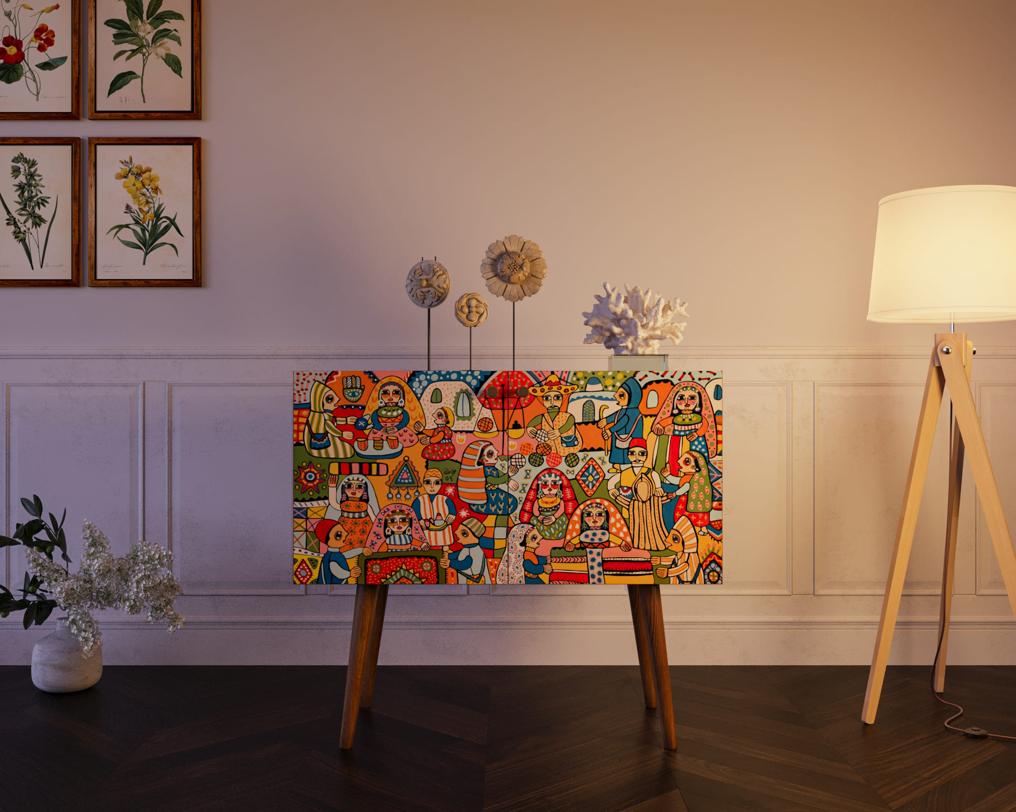 Комод на высоких ножках "Berber" малый 1 принт арт BB13/Print_01 в интернет-магазине в Москве Комод на высоких ножках "Berber" малый 1 принт арт BB13/Print_01 в интернет-магазине