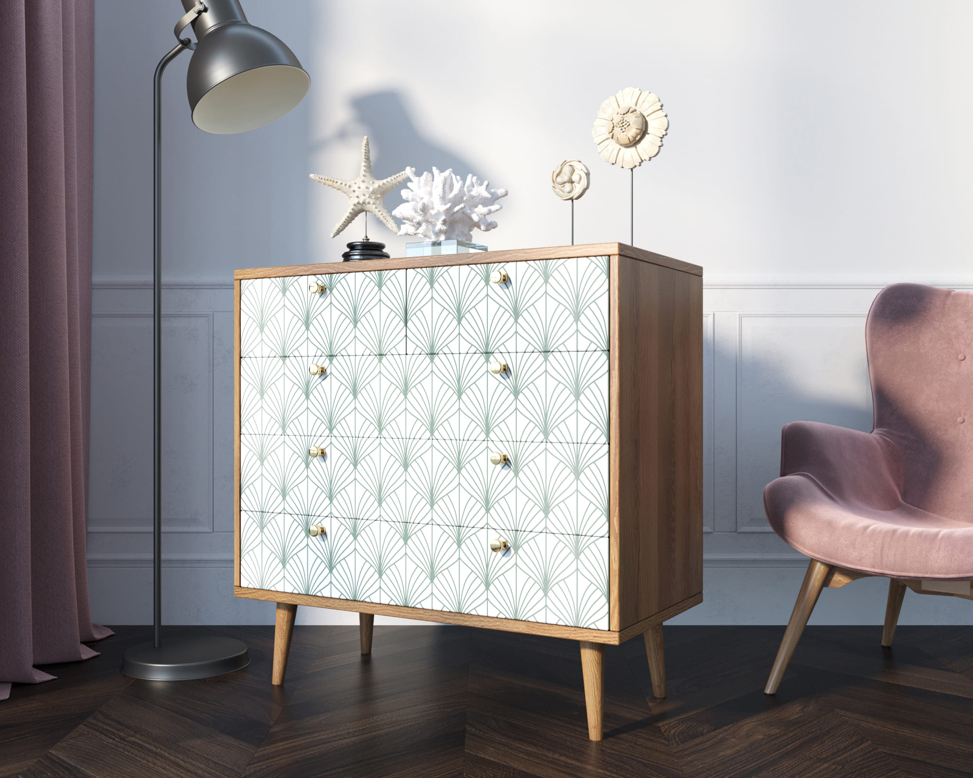 заказать Комод "Berber" пять ящиков 38 принт арт BB36/Print_38