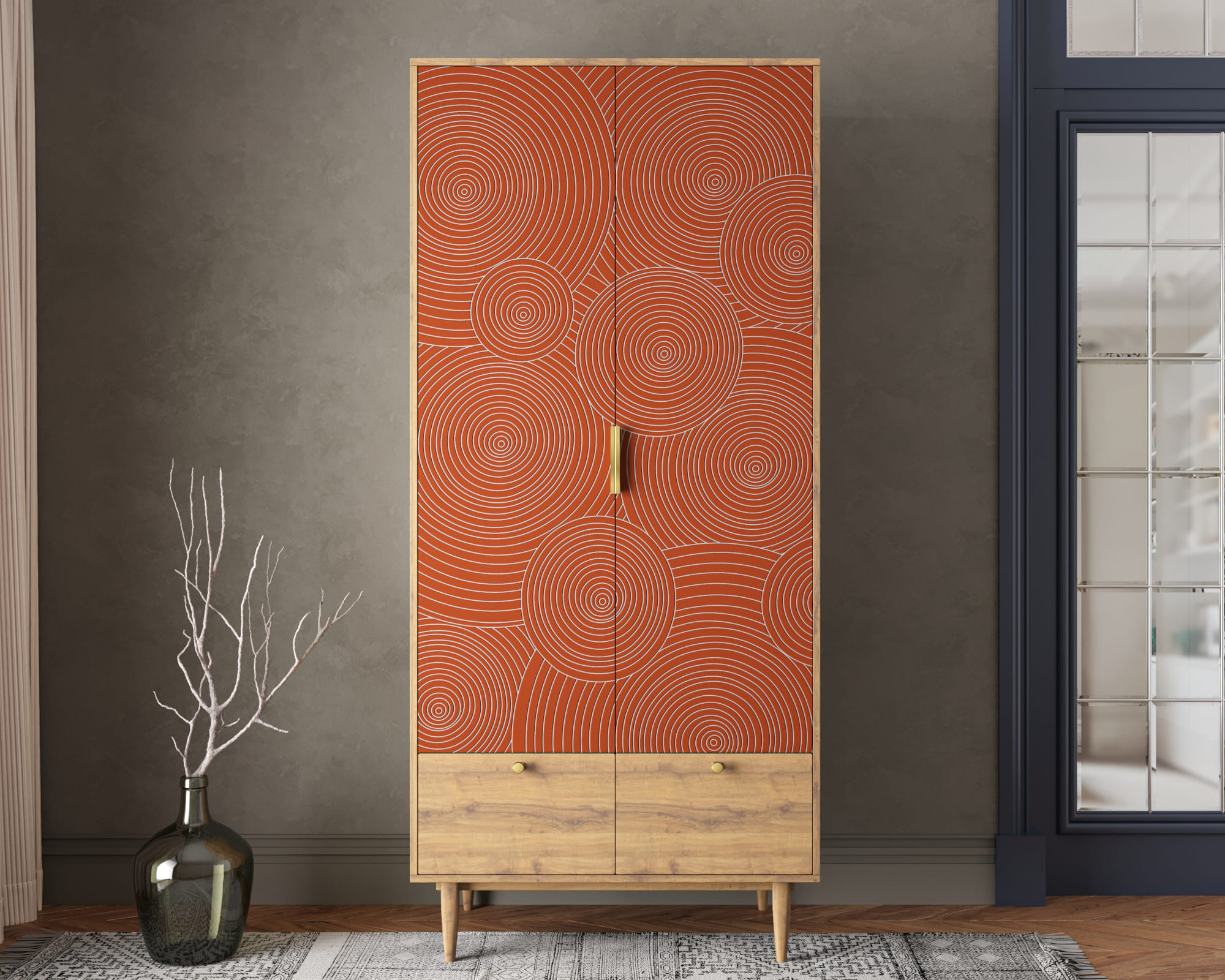 Шкаф двухстворчатый с ящиками "Line" R26/red в интернет-магазине в Москве Шкаф двухстворчатый с ящиками "Line" R26/red в интернет-магазине