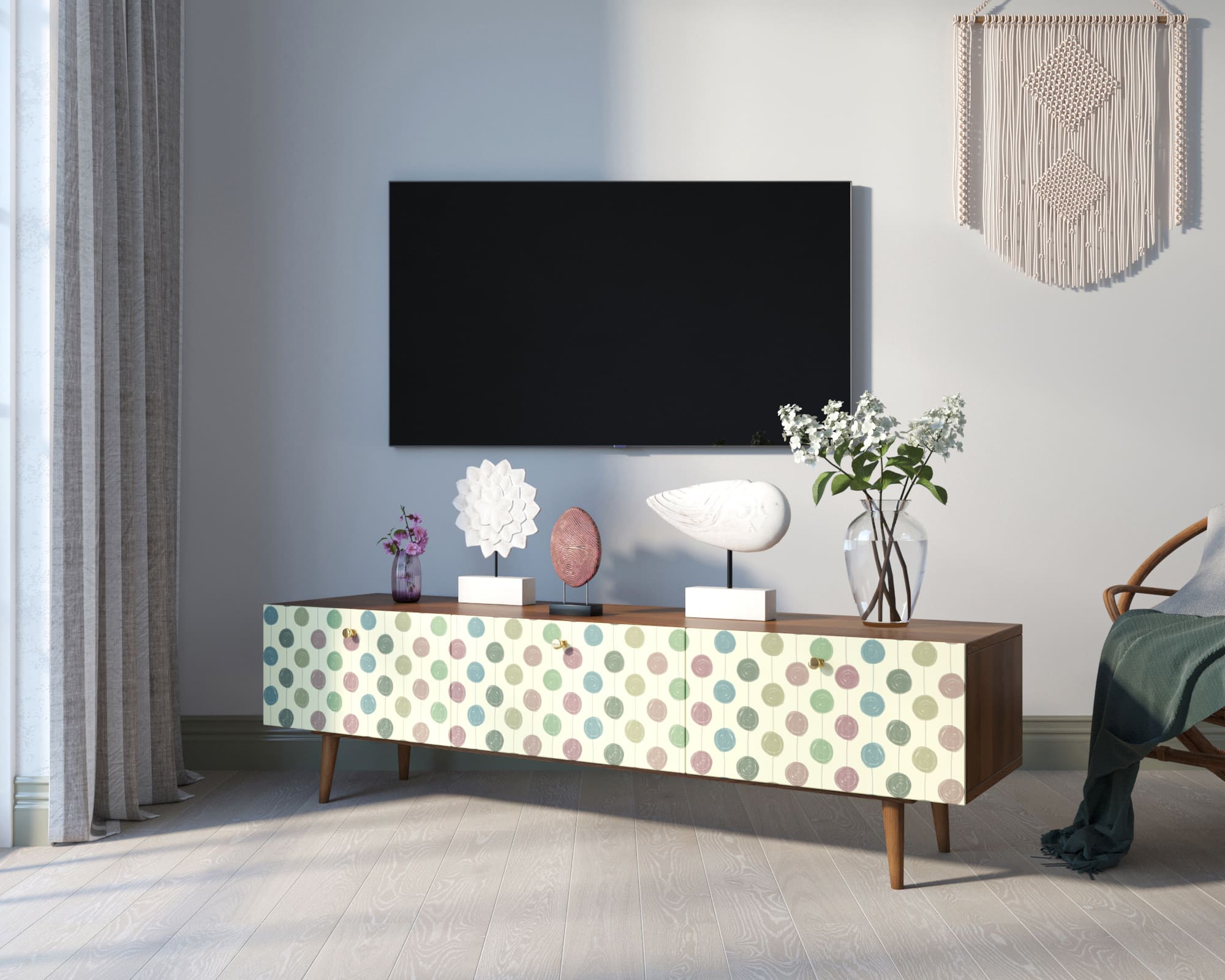 фото Комод "Berber" с ящиками низкий под TV принт 24 арт BB19/Print_24