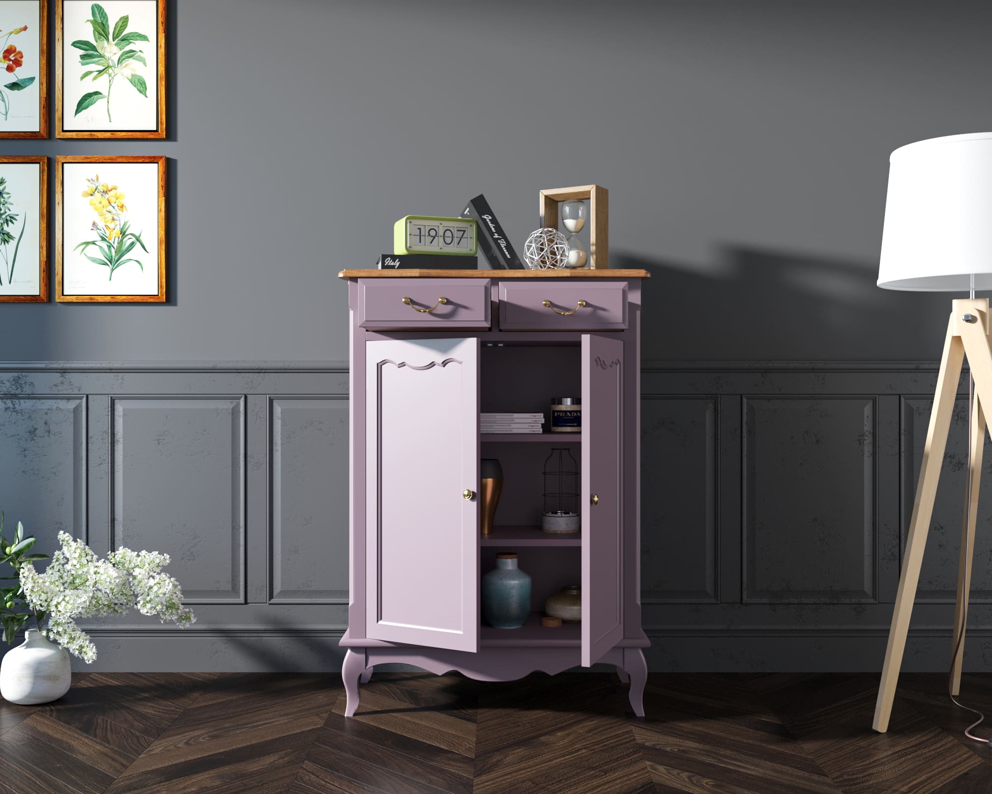 купить Комод «Leontina Lavanda» на 2 ящика 2 дверки арт ST9329RL