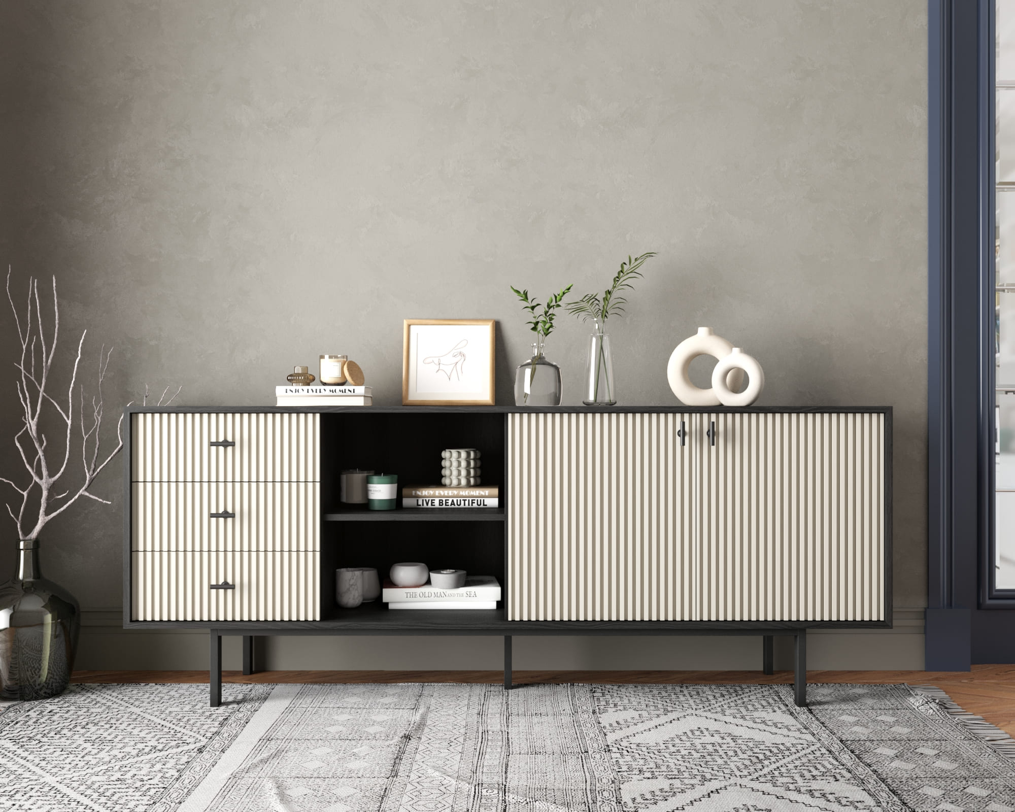 Комод с дверками и нишей "Emerson" арт EM15/milky/L в интернет-магазине