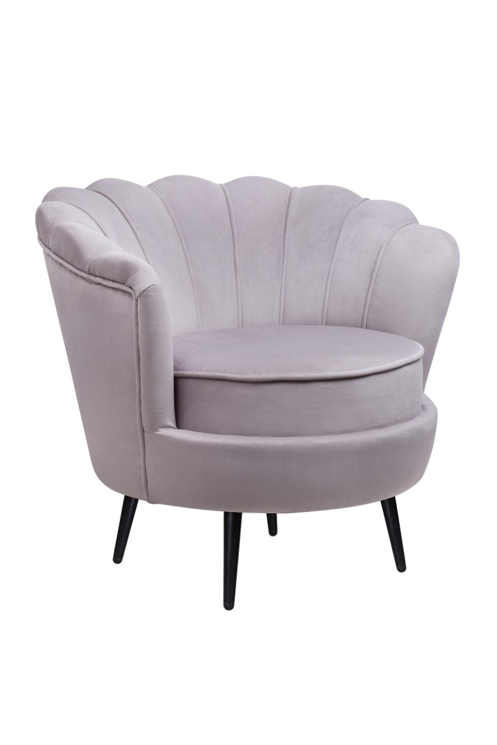 купить Низкое кресло ракушка Pearl Grey на черных ножках