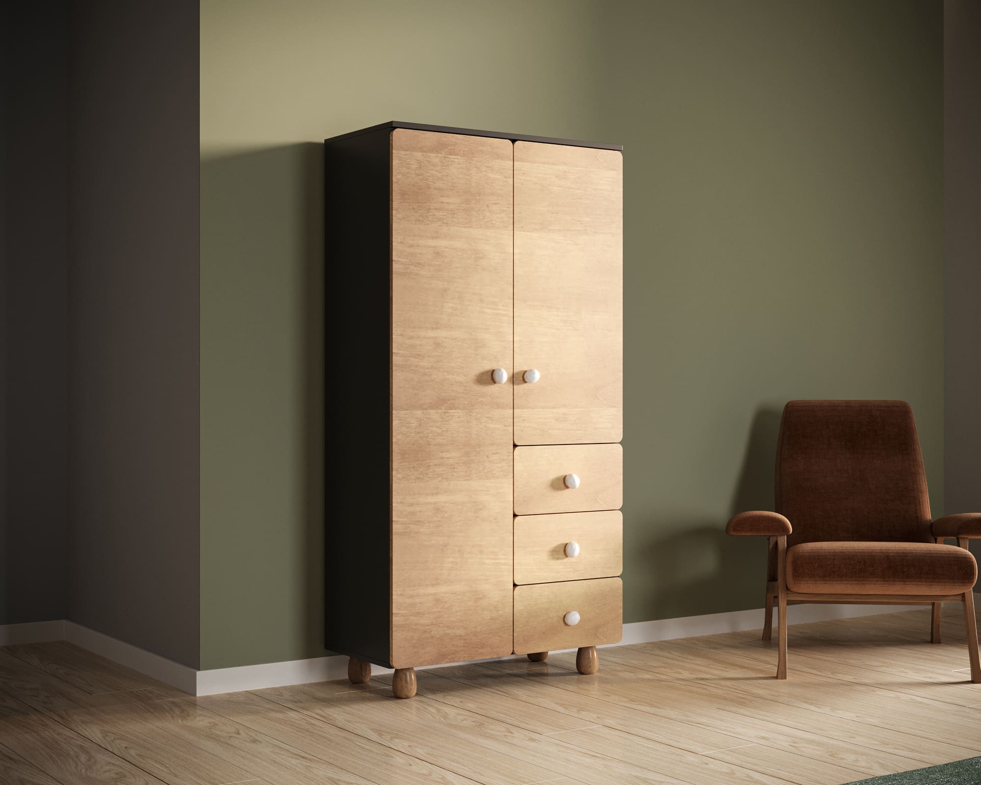 заказать Шкаф двухдверный с тремя ящиками "Split" SP16