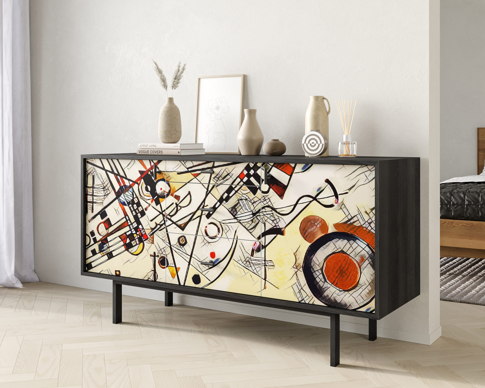 заказать Комод две дверки и три ящика "Emerson" by Kandinsky арт EM08/Print_01