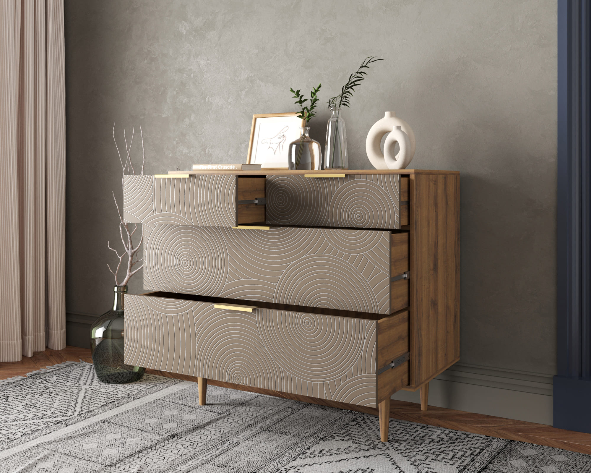 купить Комод с четыремя ящиками "Line" R22/beige в Москве купить Комод с четыремя ящиками "Line" R22/beige