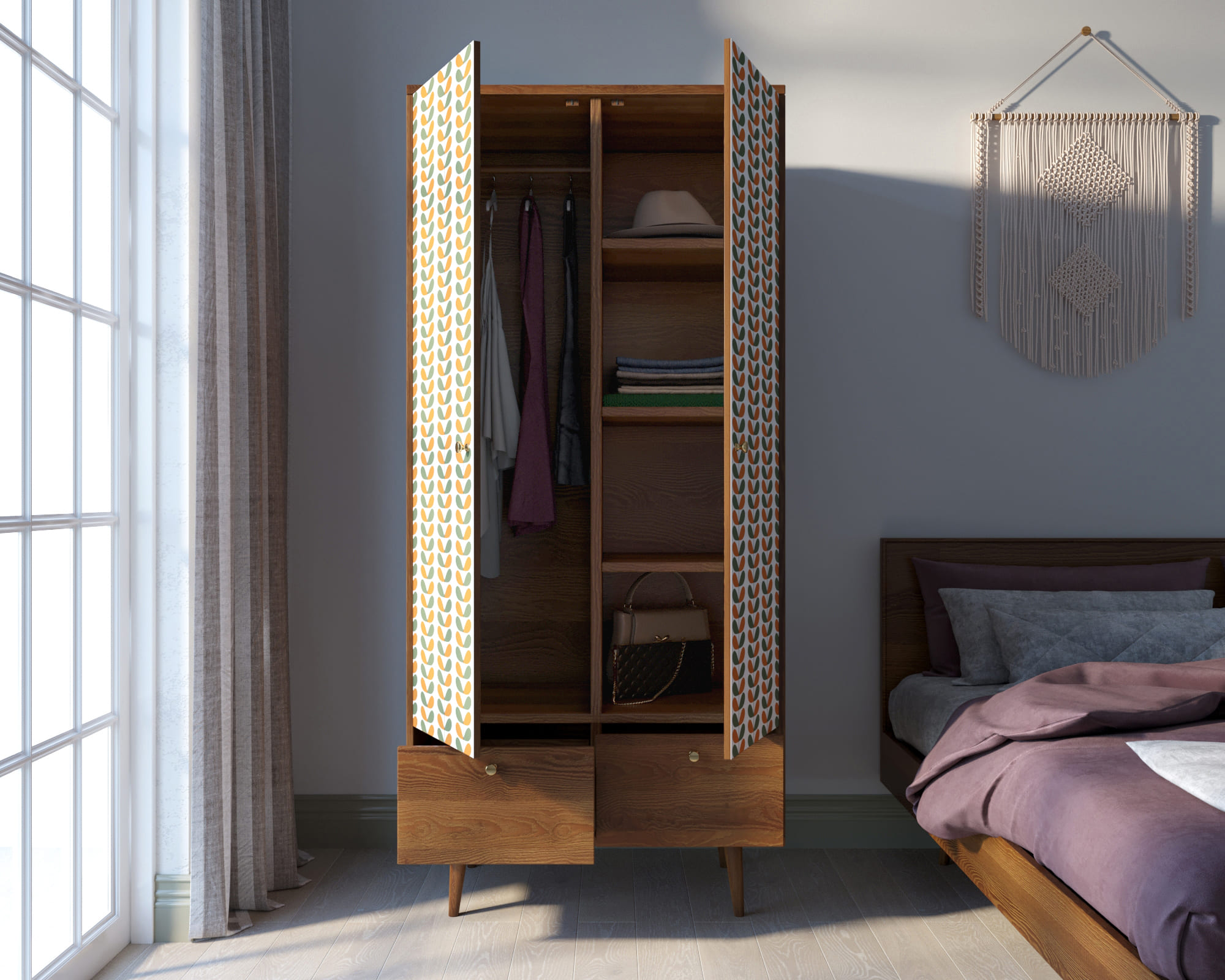 Шкаф двухстворчатый "Berber" принт 23 арт BB16/Print_23 в интернет-магазине