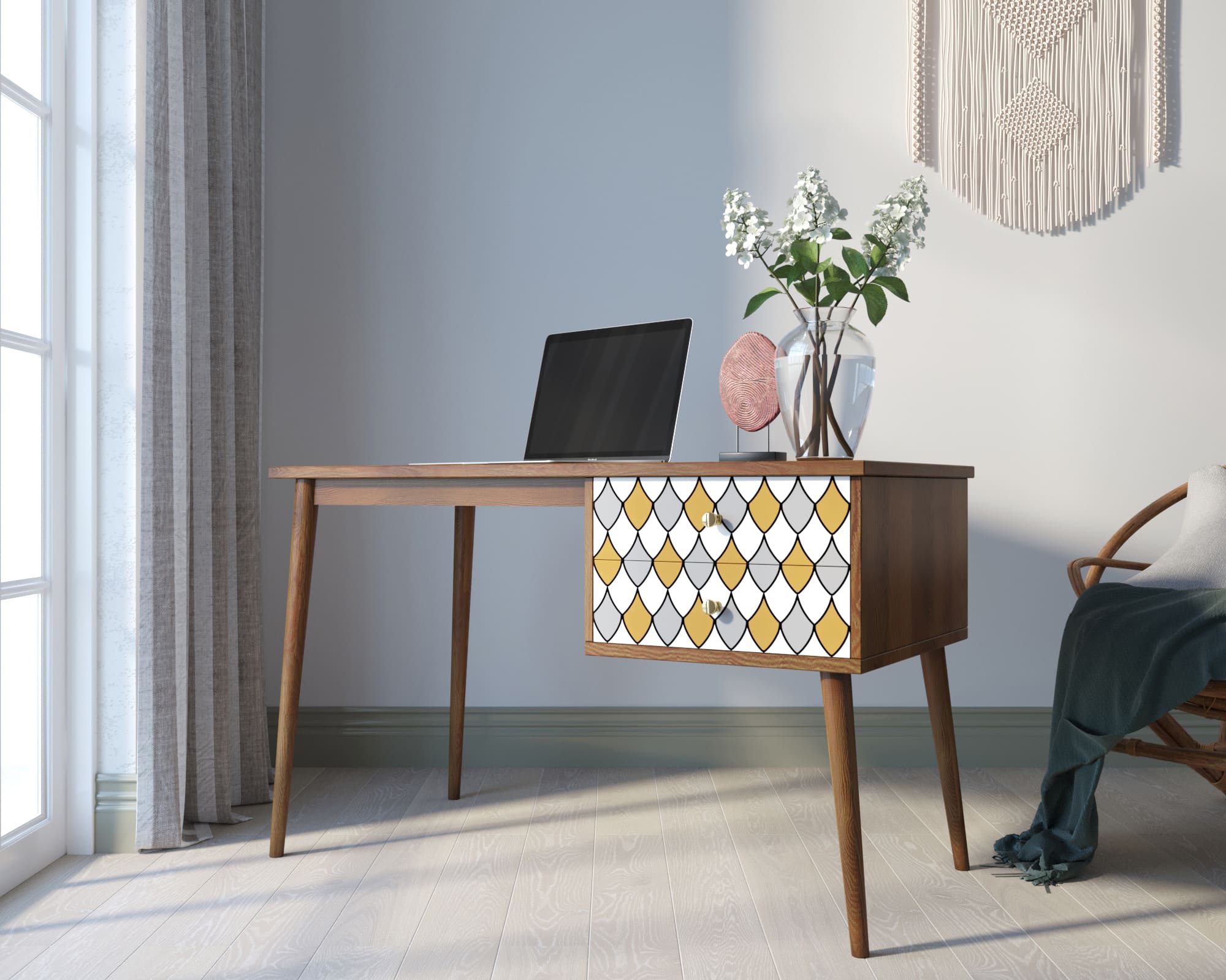 фото Стол рабочий "Berber" принт 22 с одной тумбой арт BB20/Print_22 в Москве фото Стол рабочий "Berber" принт 22 с одной тумбой арт BB20/Print_22