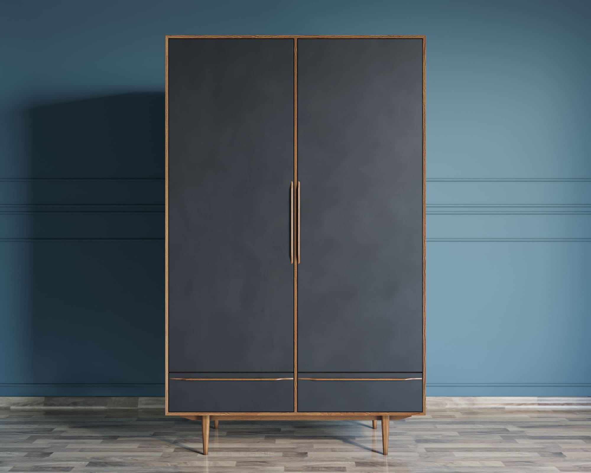 красивый Шкаф двустворчатый "Bruni Black" с двумя ящиками арт BR27/2Black в Москве красивый Шкаф двустворчатый "Bruni Black" с двумя ящиками арт BR27/2Black