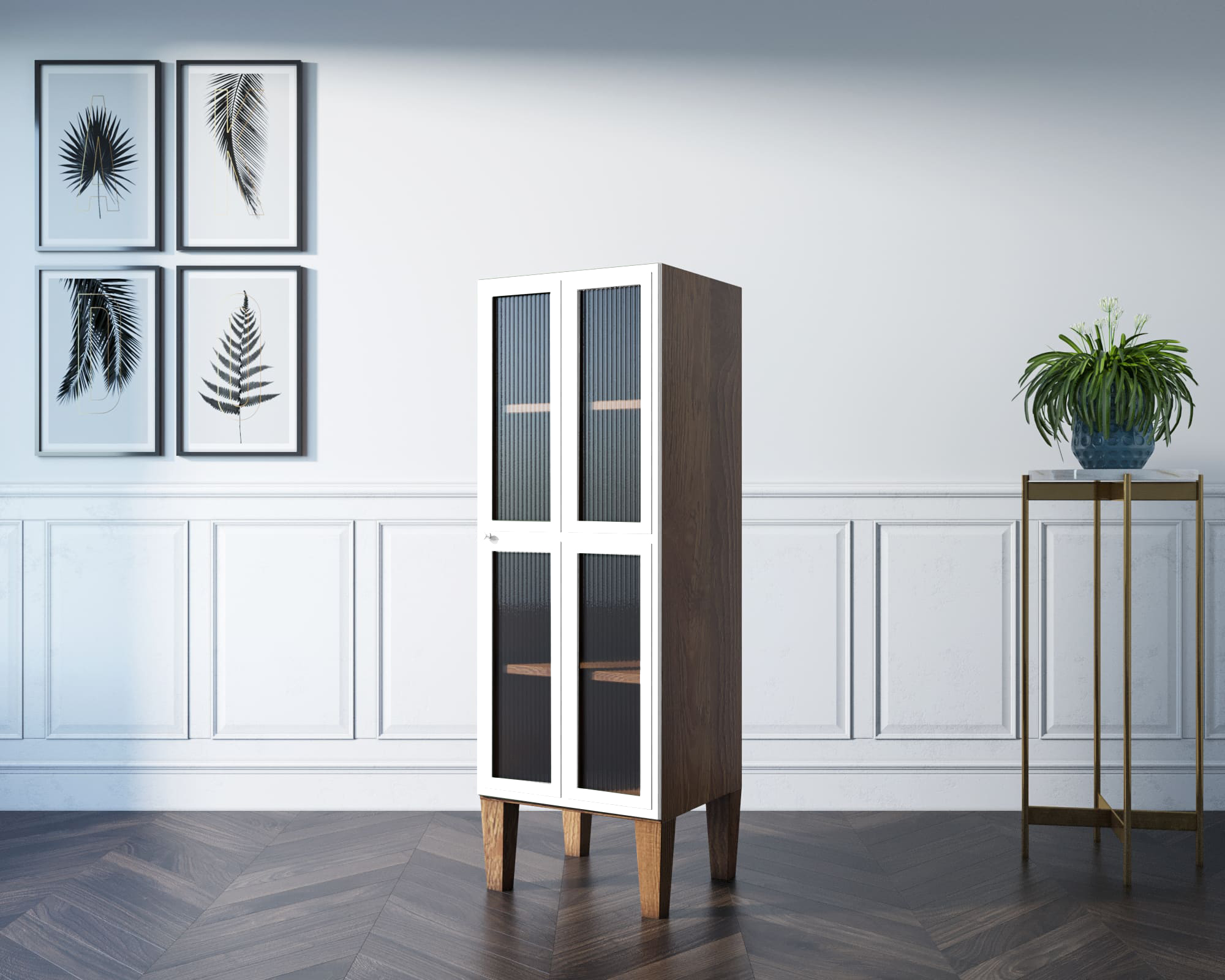 купить Шкаф-витрина "Andersen" с рифлеными стеклами арт AN14WH в Москве купить Шкаф-витрина "Andersen" с рифлеными стеклами арт AN14WH