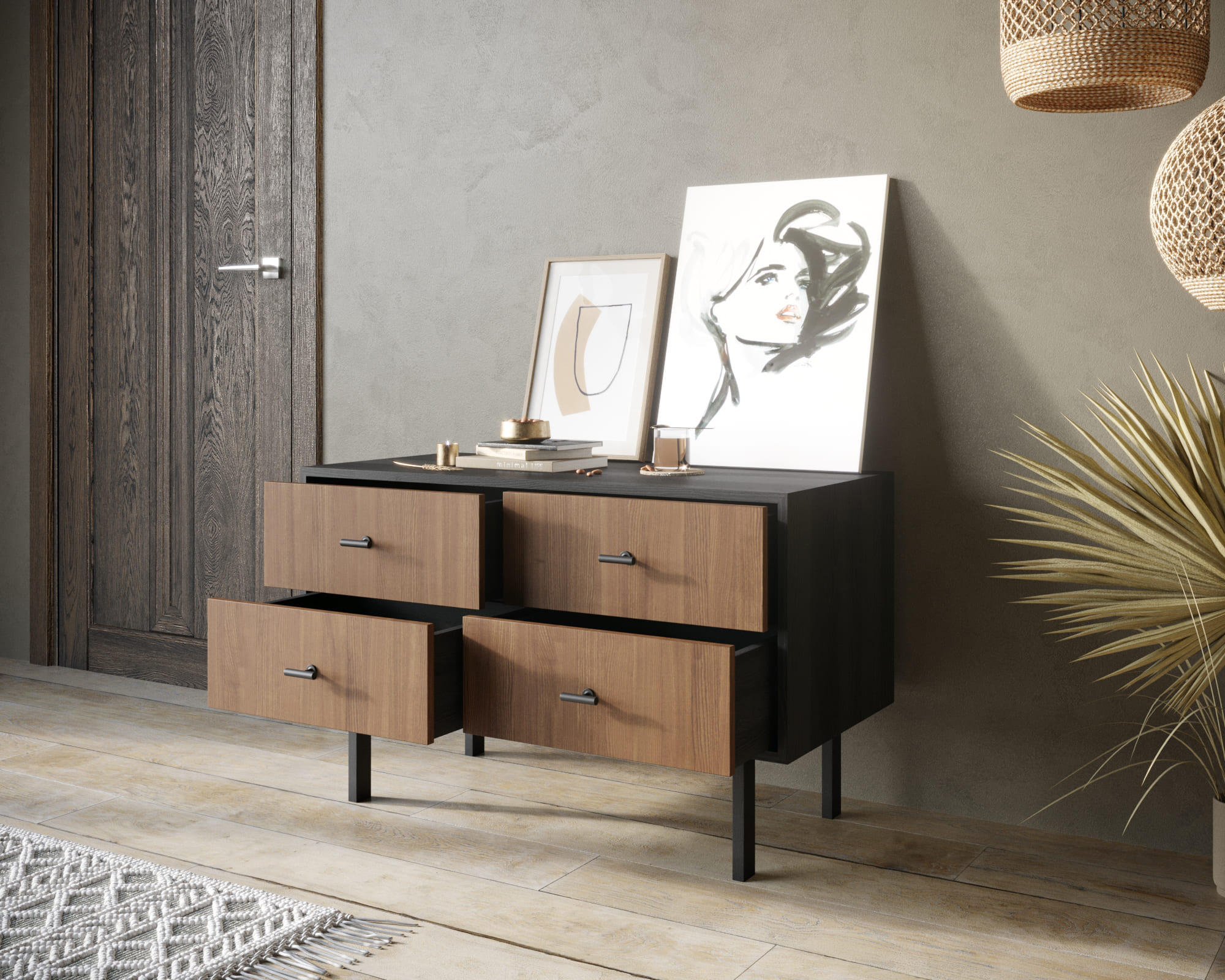 купить Комод с четырьмя ящиками "Emerson" арт EM05