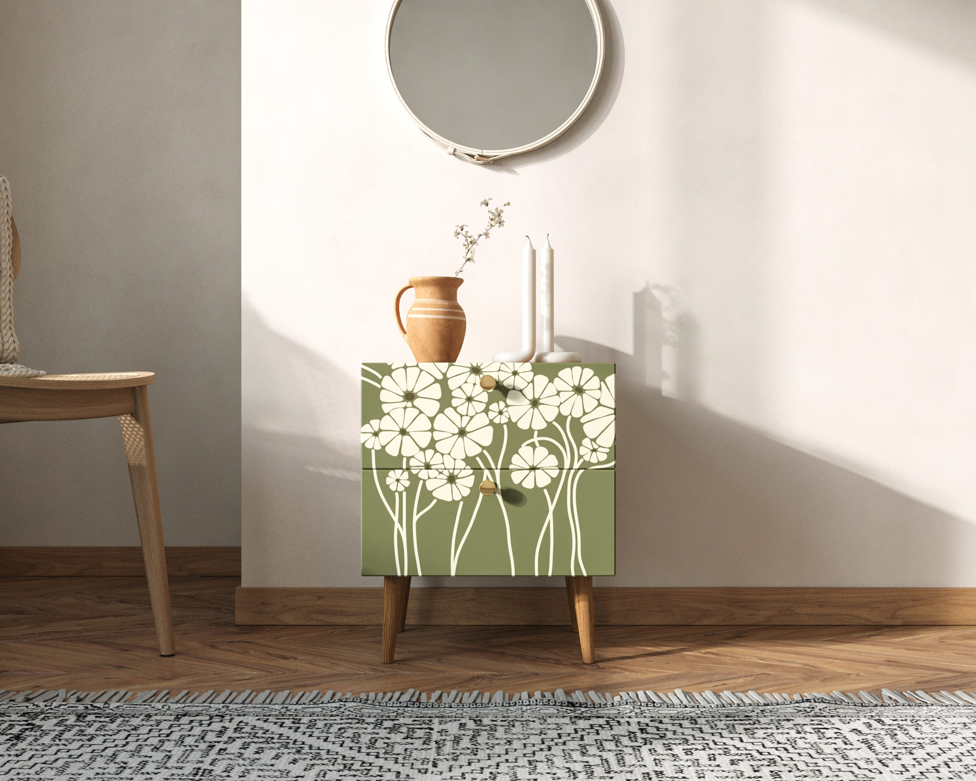 Тумбочка "Berber" с двумя ящиками 53 принт арт BB03/Print_53, разноцветная в интернет-магазине