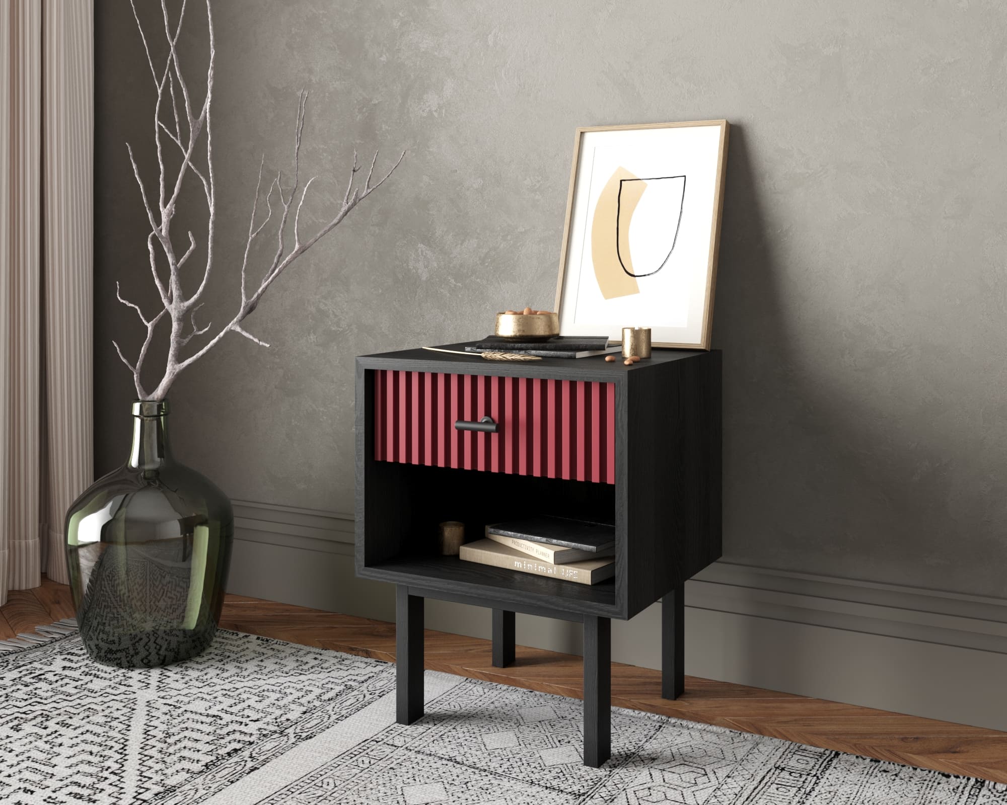 заказать Тумбочка с верхним ящиком "Emerson" арт EM11/red/L