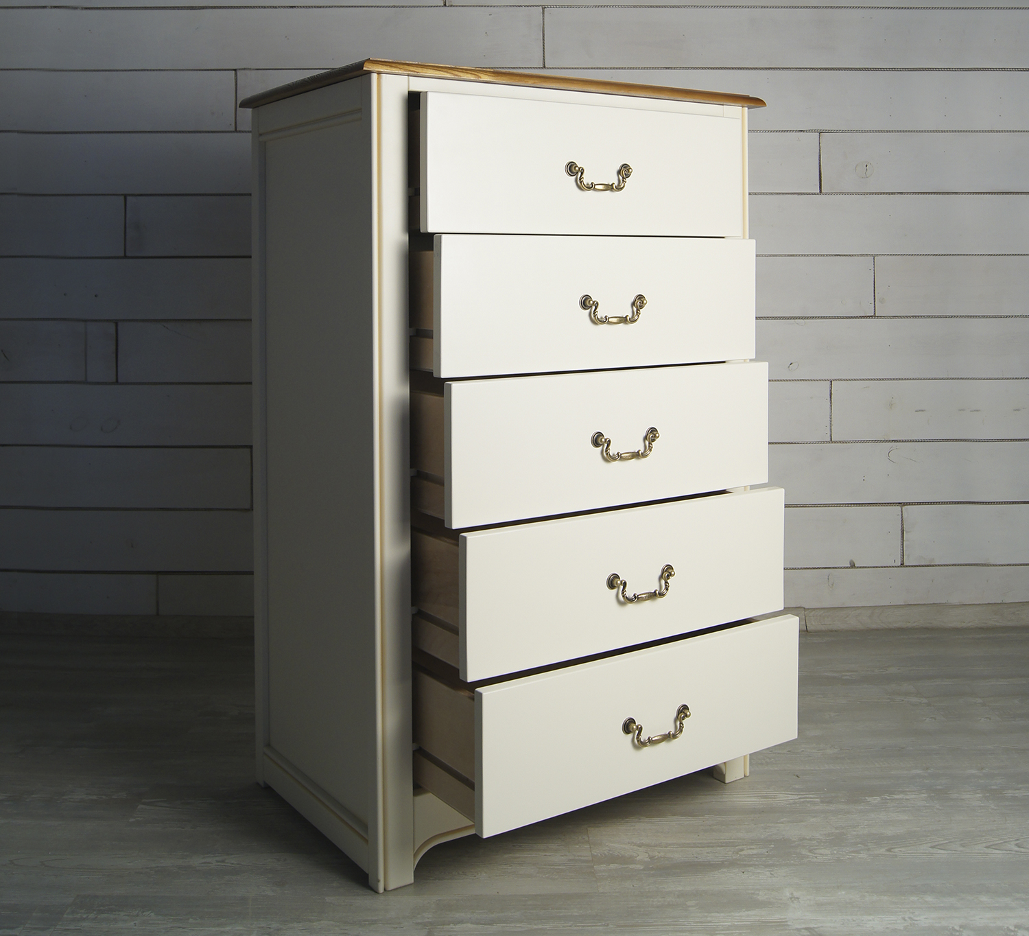 купить Бежевый комод "Olivia" высокий на 5 ящиков арт GA3005C в интернет-магазине