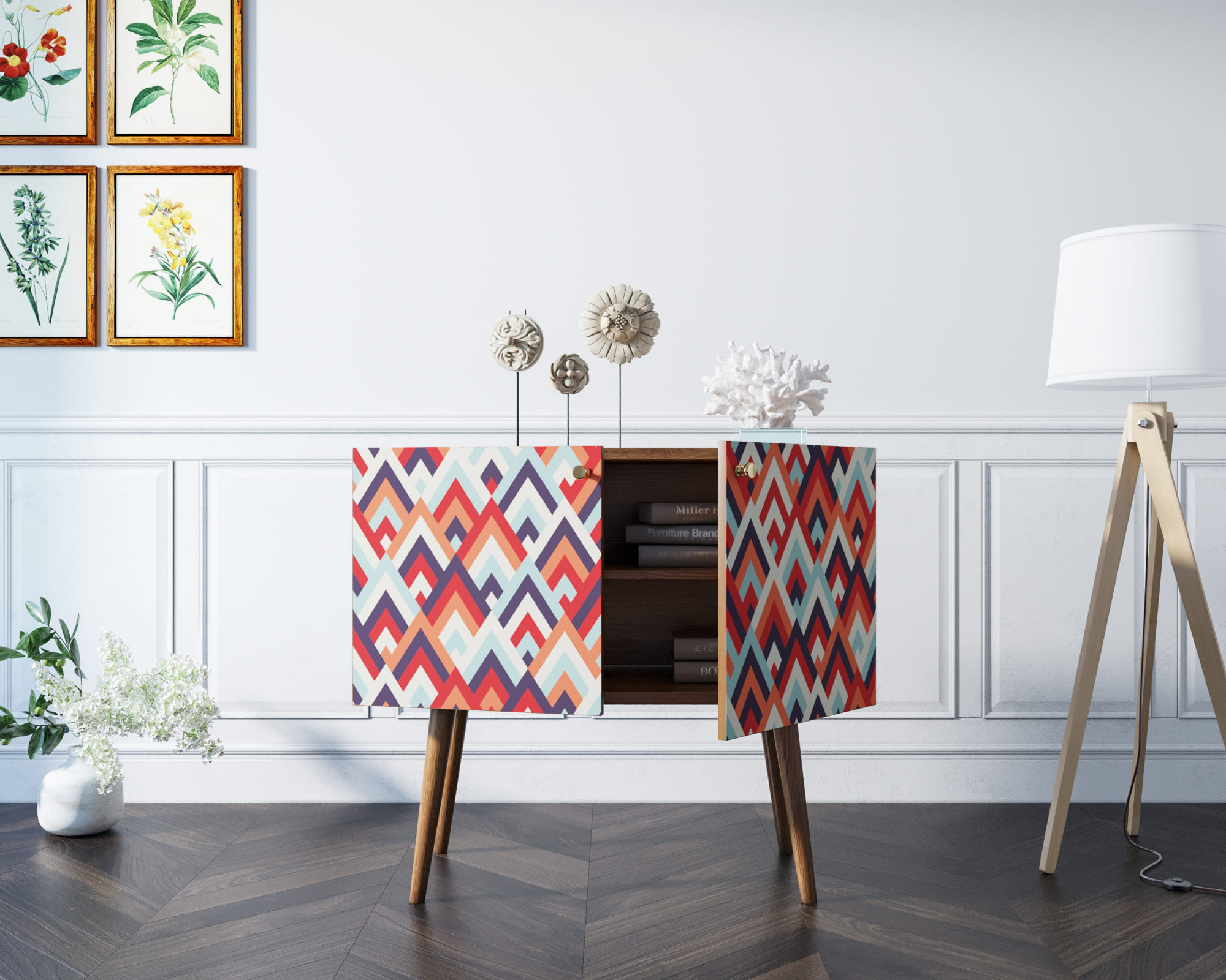 Комод на высоких ножках "Berber" малый принт 2 арт BB13/Print_02 в интернет-магазине в Москве Комод на высоких ножках "Berber" малый принт 2 арт BB13/Print_02 в интернет-магазине