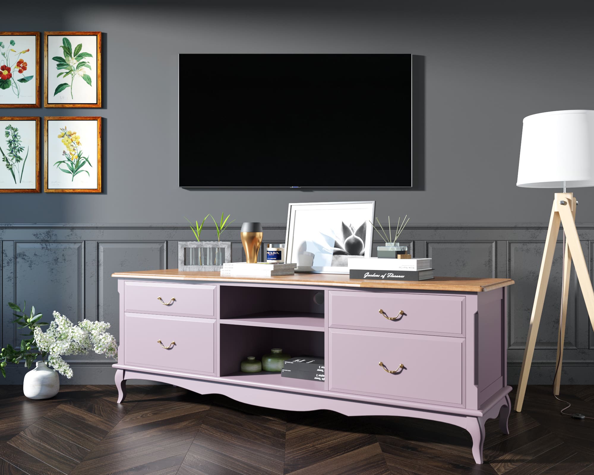 Комод Leontina Lavanda под TV удлиненный арт ST9328/2L в интернет-магазине в Москве Комод Leontina Lavanda под TV удлиненный арт ST9328/2L в интернет-магазине