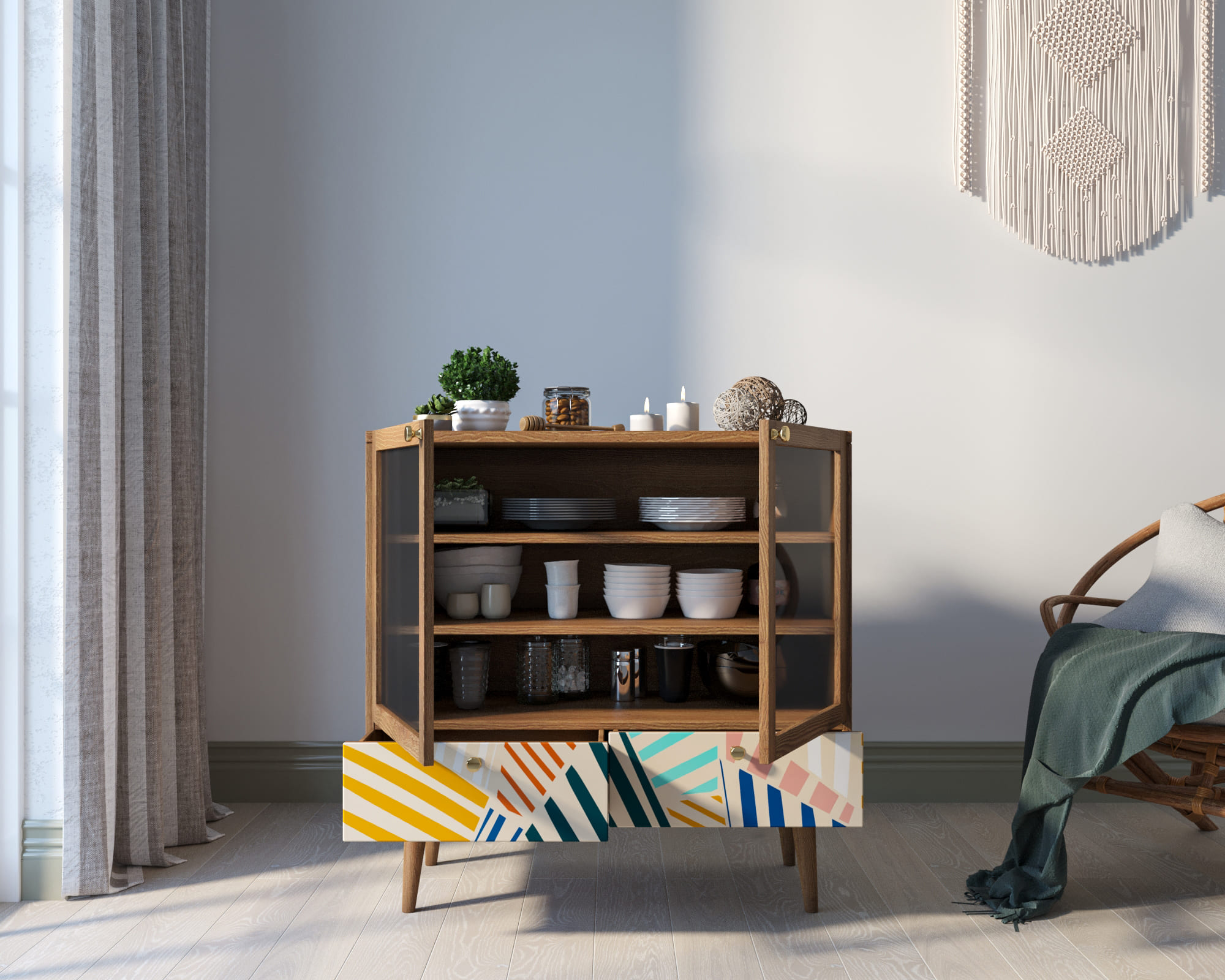 купить Буфет низкий "Berber" принт 42 арт BB47/Print_42