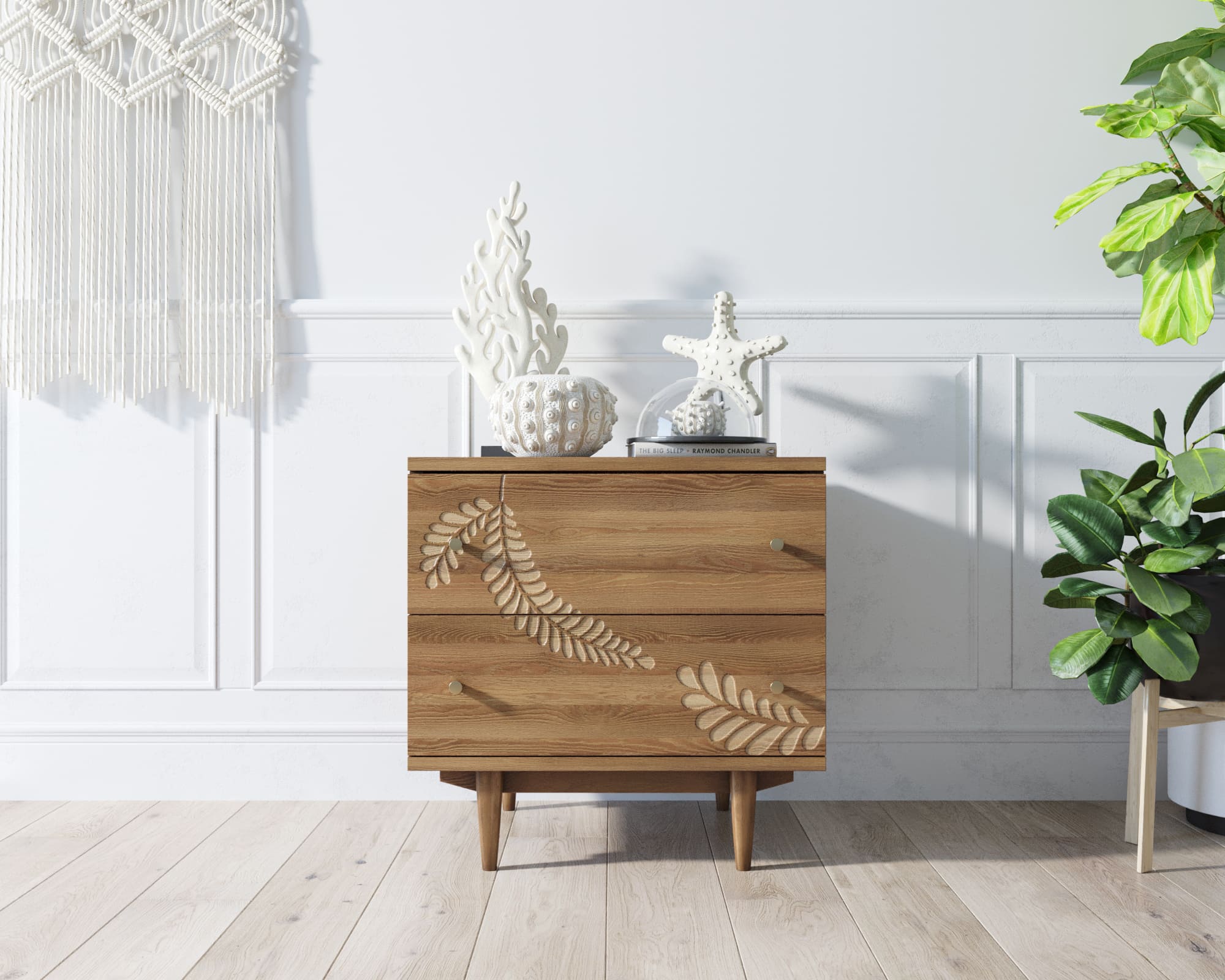 Комод "Boho" 2 ящика с растением арт BH05 в интернет-магазине