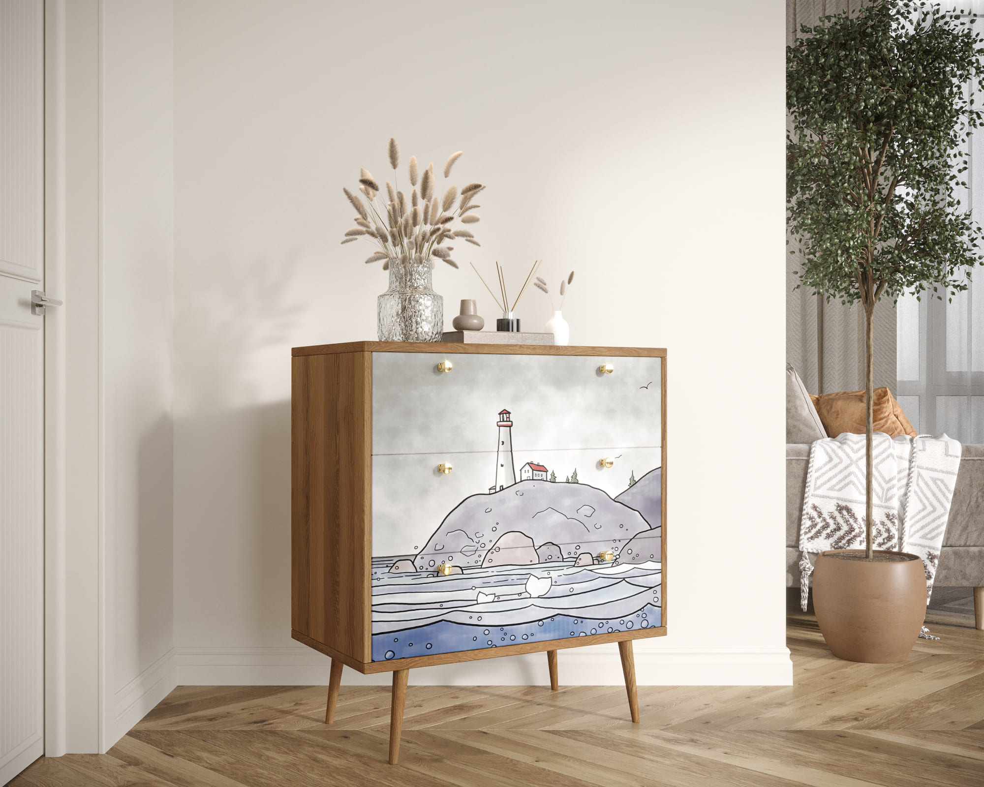 заказать Комод "Berber" три ящика арт BB40/Print_51