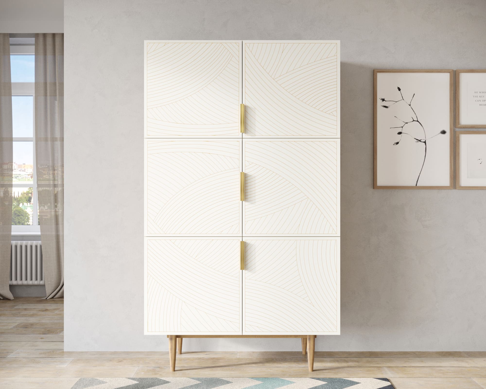 Большой комод с шестью дверками "Line" LN04/GR1/beige в интернет-магазине