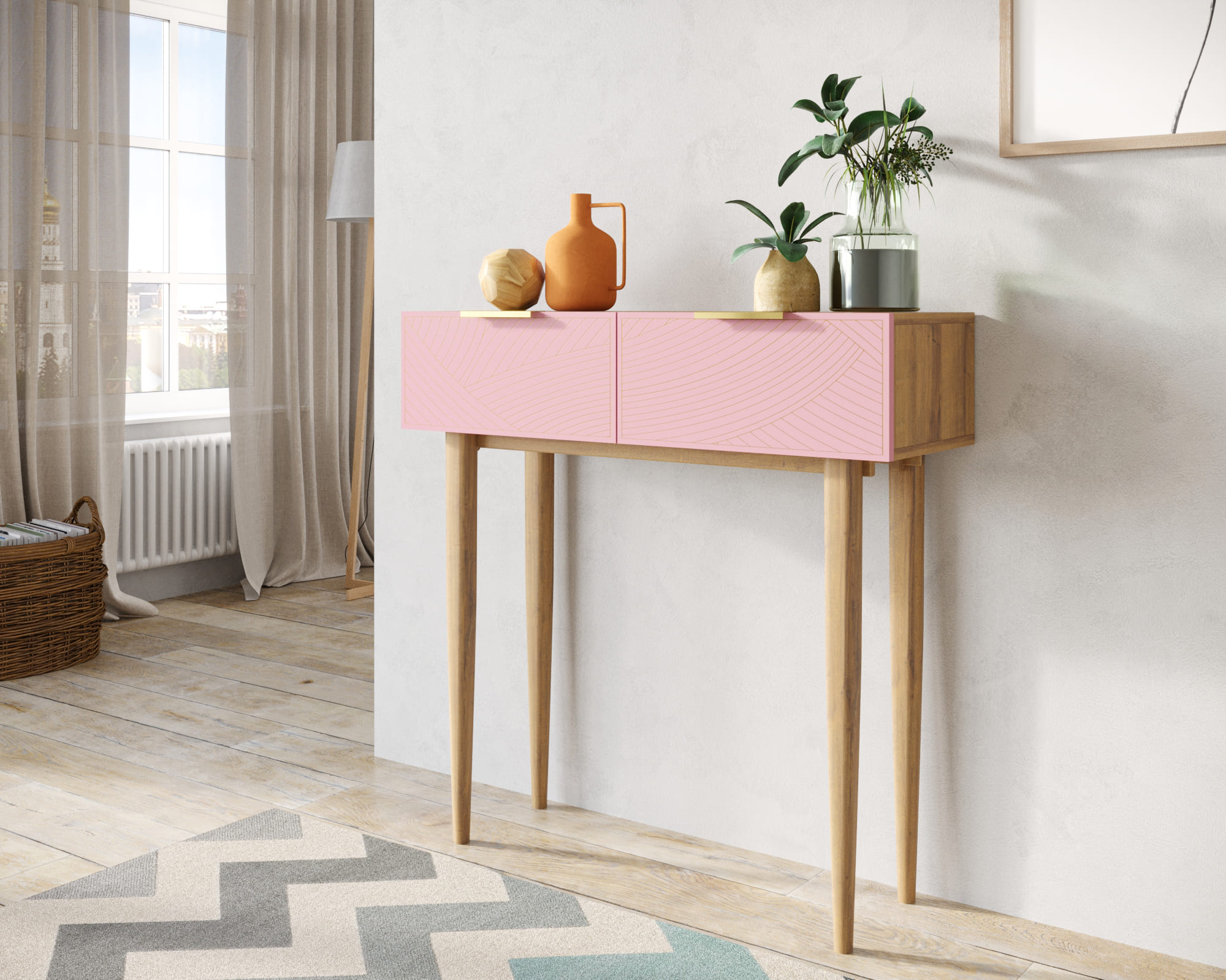 заказать Консоль с двумя ящиками "Line" LN16/GR1/pink в Москве заказать Консоль с двумя ящиками "Line" LN16/GR1/pink