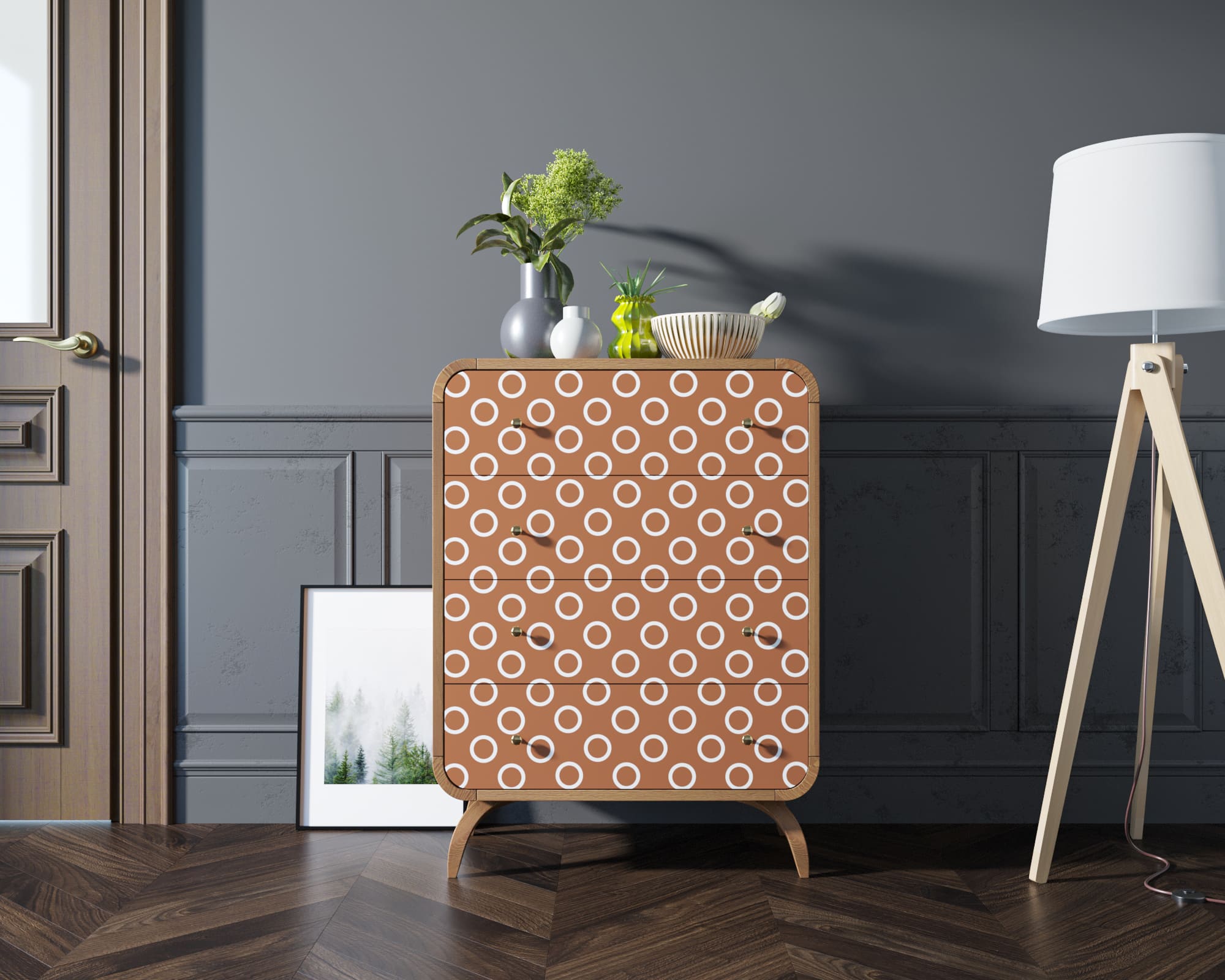 Высокий комод "Ellipse Print" с четырьмя ящиками принт 3 арт EL05/print_3 в интернет-магазине