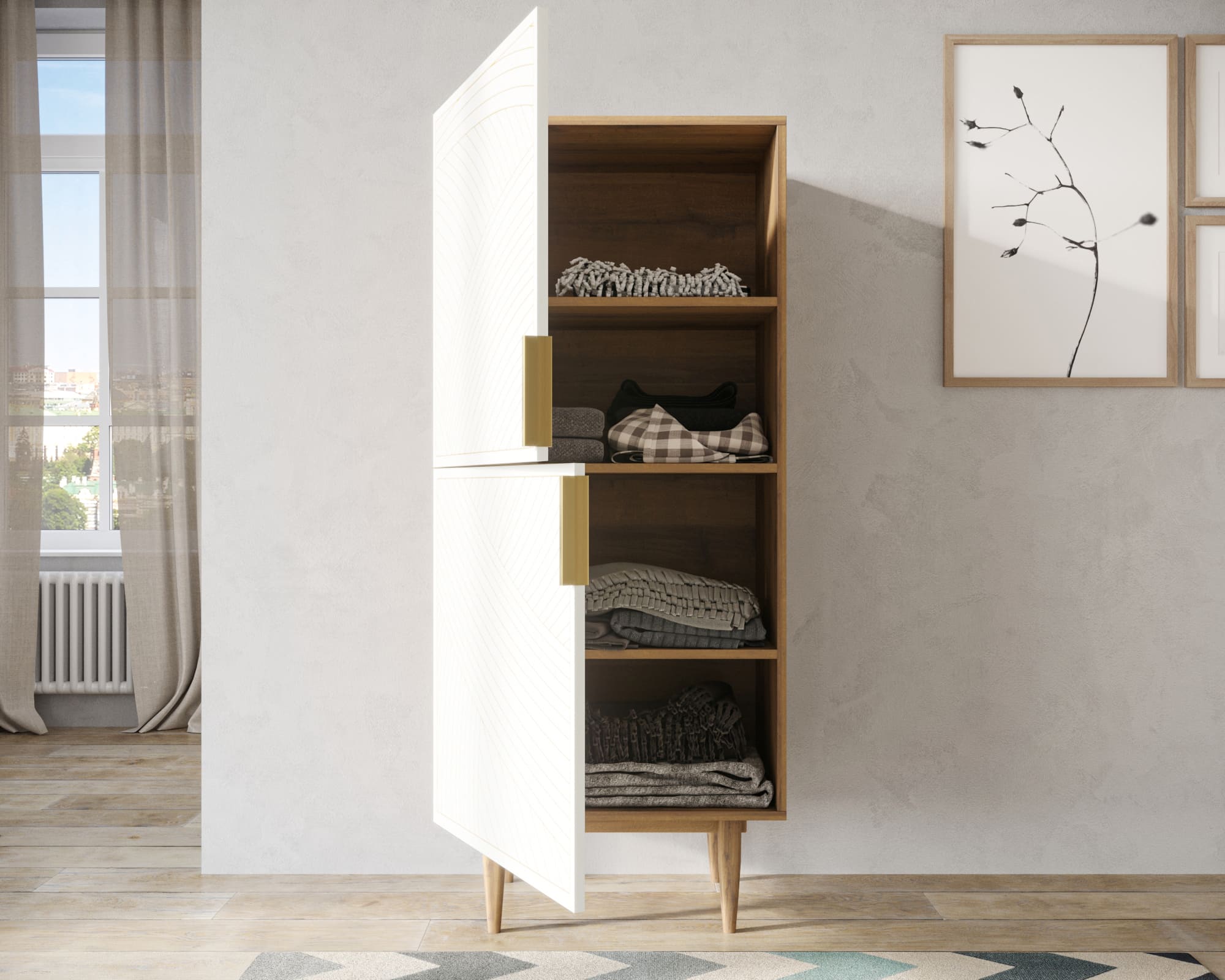 купить Вертикальный комод с двумя дверками "Line" LN05/GR1/beige