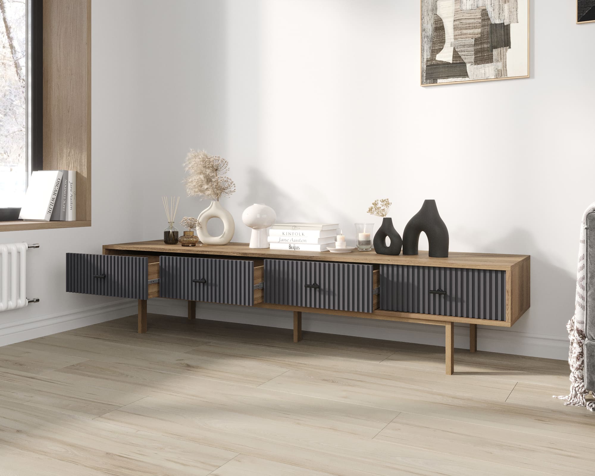 купить Комод с четырьмя ящиками под TV "Emerson" арт EM06/7024/L в Москве купить Комод с четырьмя ящиками под TV "Emerson" арт EM06/7024/L