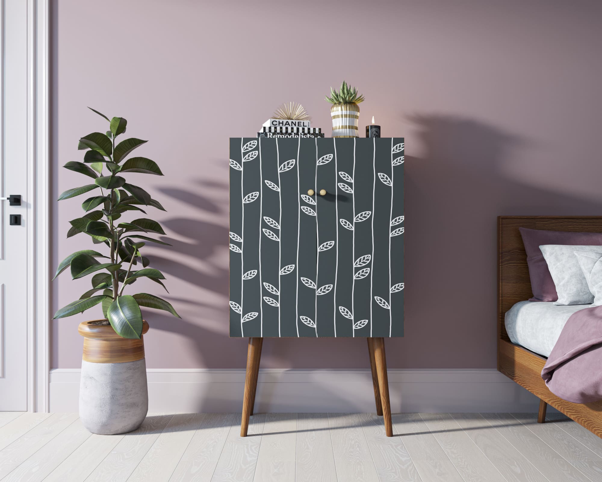 Комод на высоких ножках "Berber" 18 принт арт BB09/Print_18 в интерьере