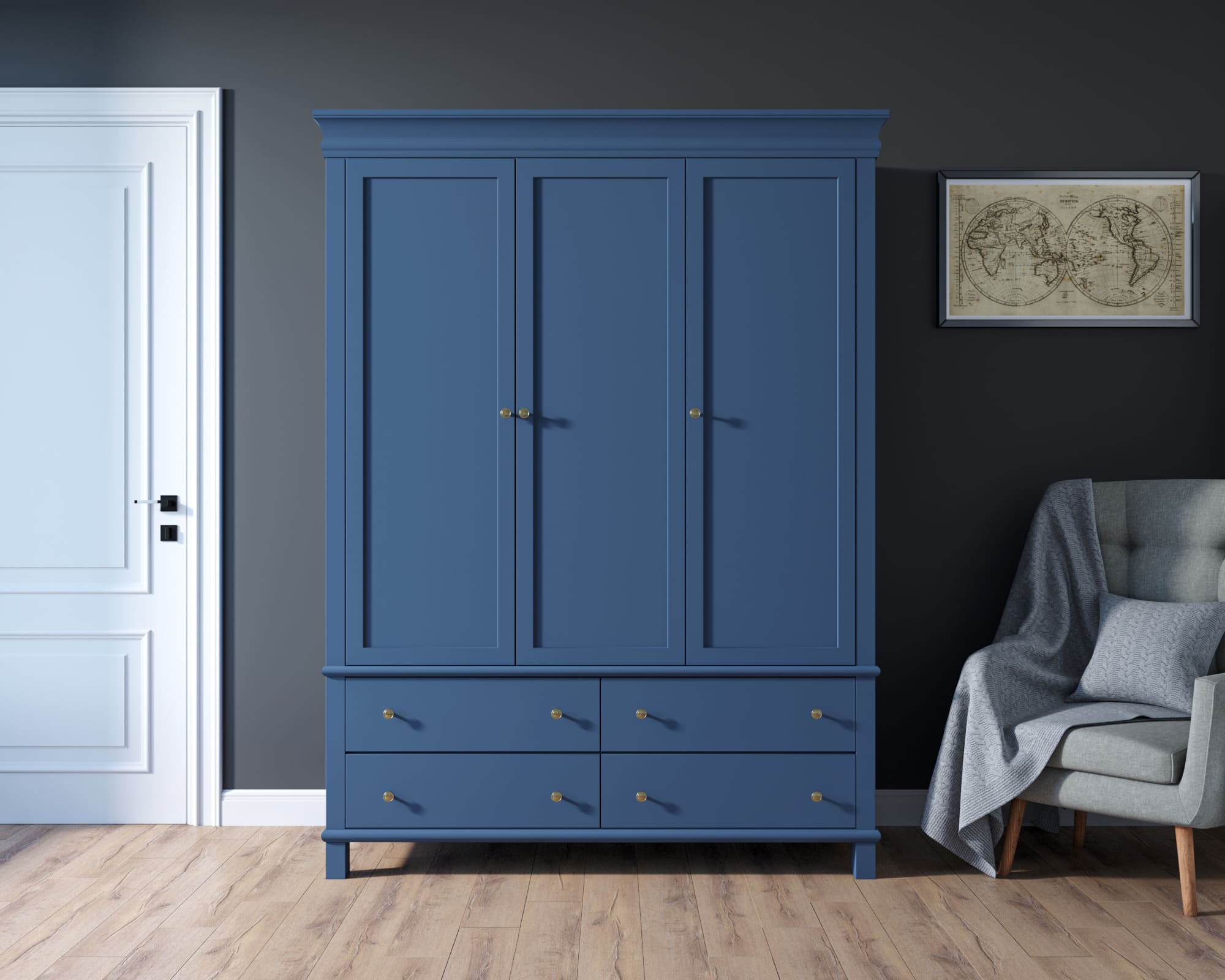 Шкаф трехстворчатый в стиле Кантри "Jules Verne" арт JV27/3ETGB в интернет-магазине в Москве Шкаф трехстворчатый в стиле Кантри "Jules Verne" арт JV27/3ETGB в интернет-магазине