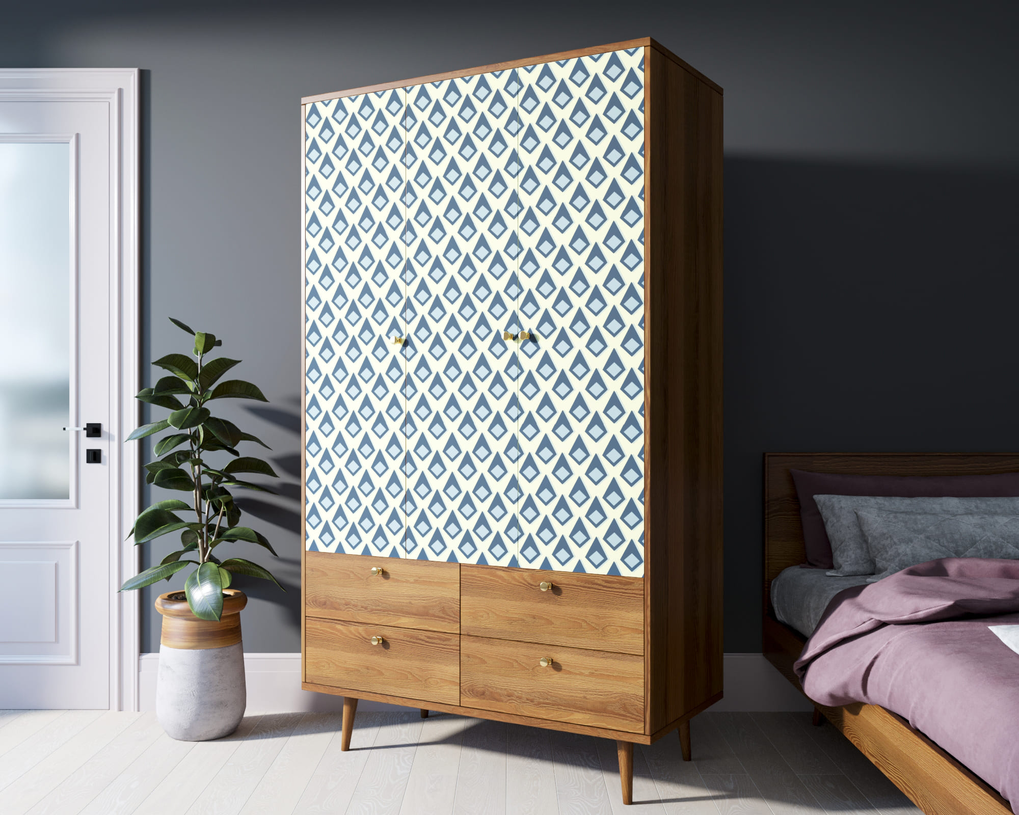 фото Шкаф трехстворчатый "Berber" принт 13 арт BB02/Print_13