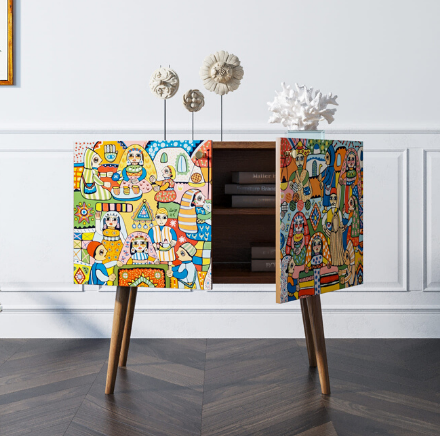 купить Комод на высоких ножках "Berber" малый 1 принт арт BB13/Print_01 в Москве купить Комод на высоких ножках "Berber" малый 1 принт арт BB13/Print_01