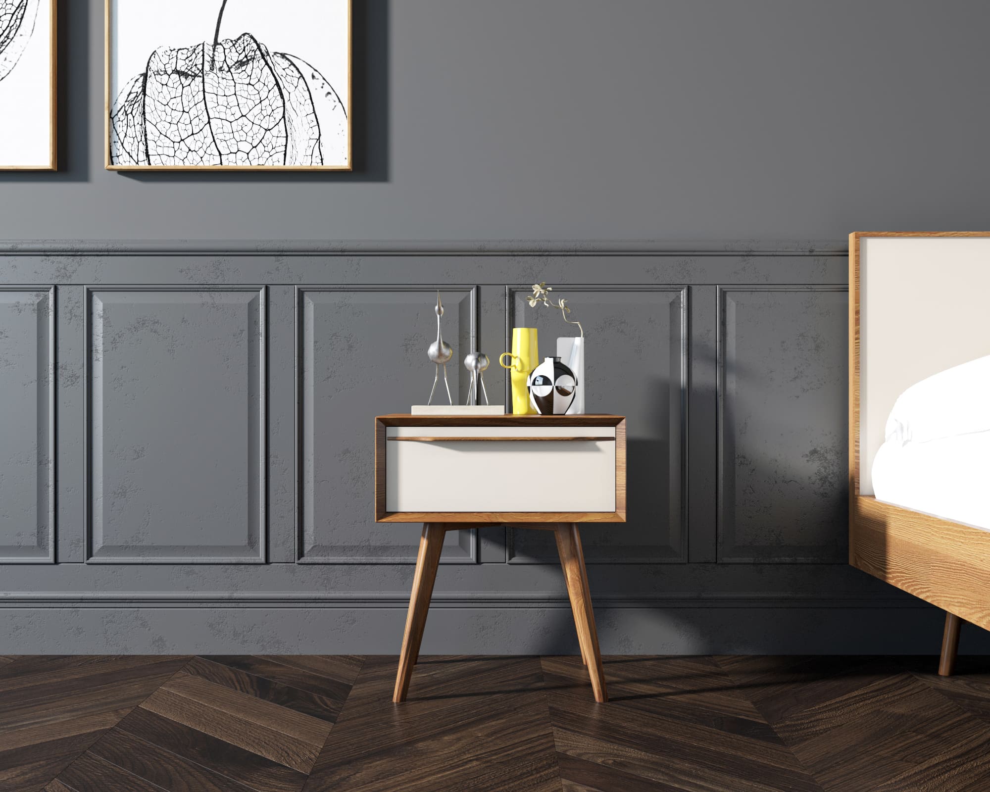 фото Тумба для прихожей в Скандинавском стиле "Bruni white" с ящиком