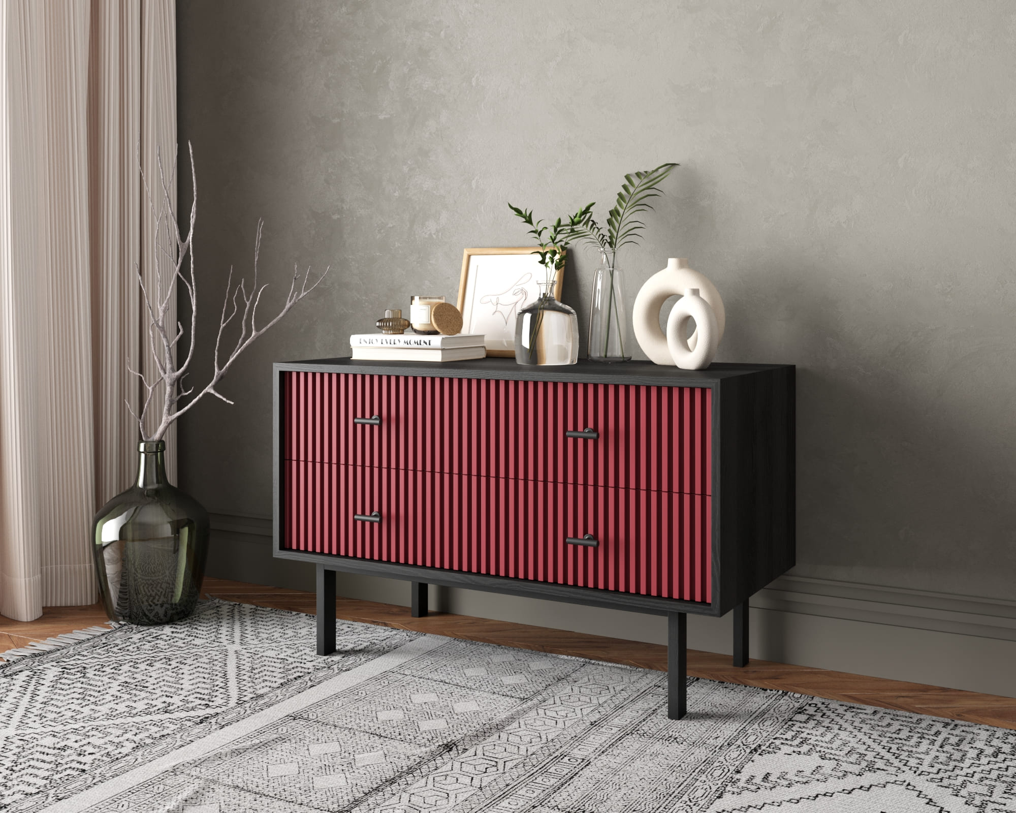 заказать Комод с четырьмя ящиками "Emerson" арт EM05/red/L