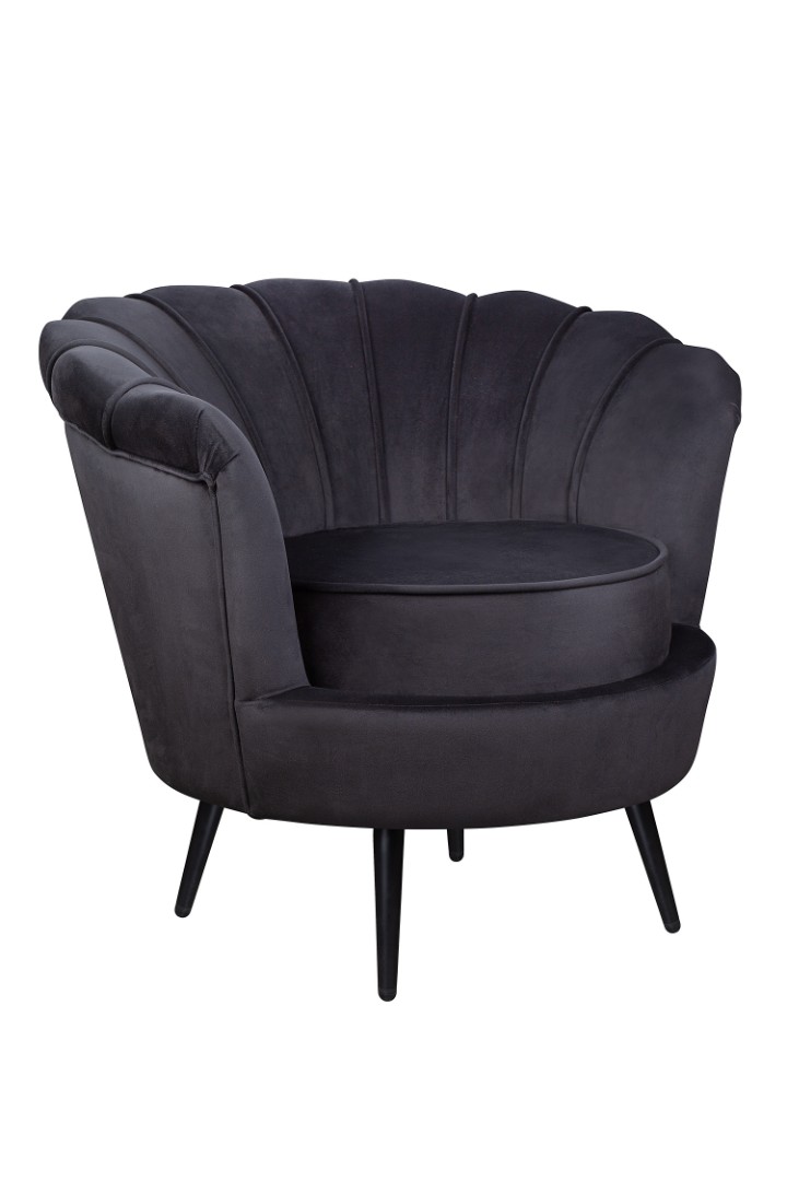 купить Низкое кресло ракушка Pearl черный на черных ножках