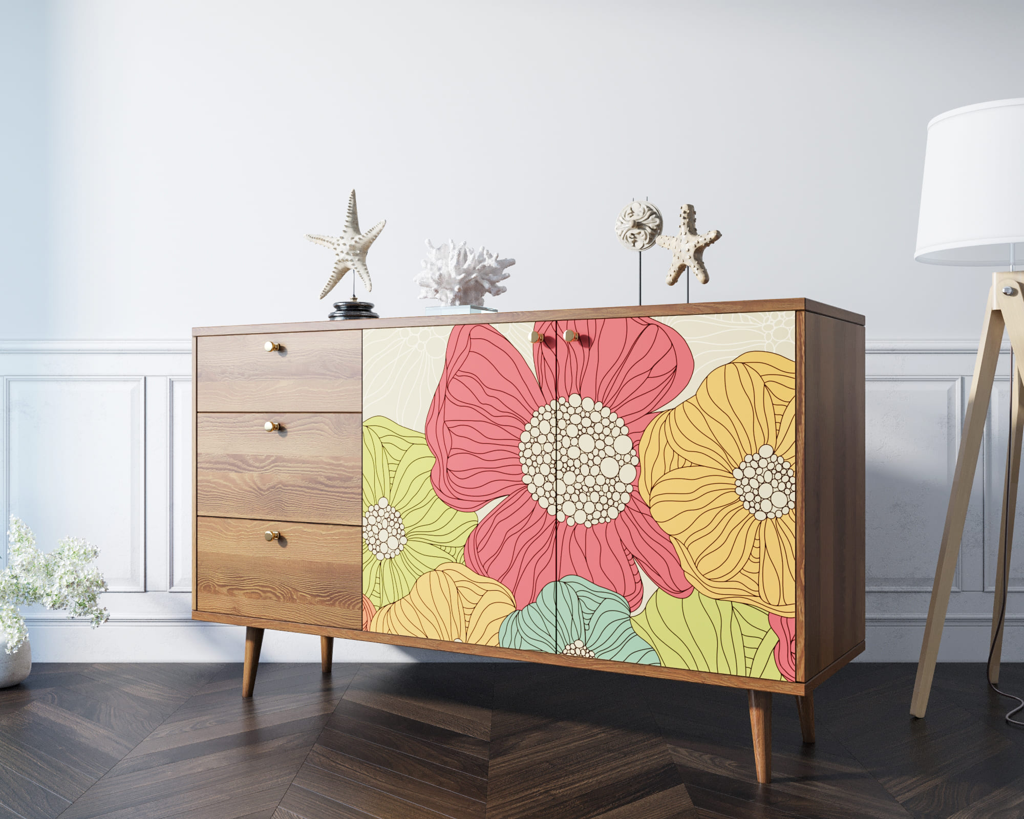 фото Комод "Berber" с двумя дверками и ящиками 5 принт арт BB05/Print_05