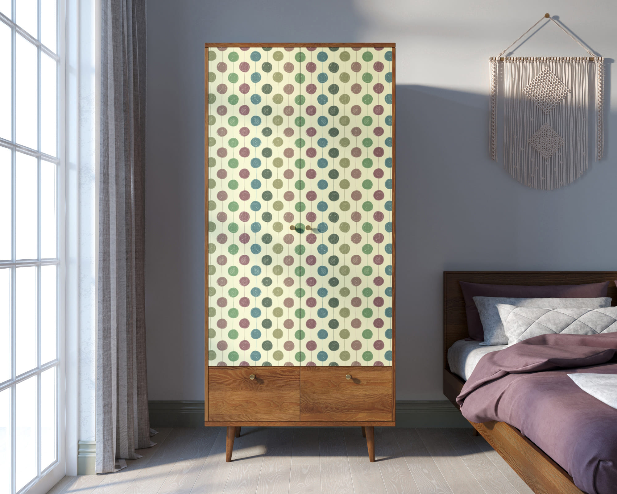 Шкаф двухстворчатый "Berber" принт 24 арт BB16/Print_24 в интерьере