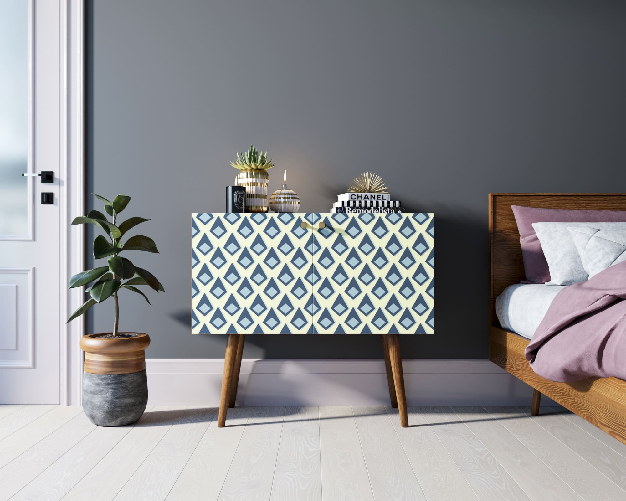 Комод на высоких ножках "Berber" малый принт 13 арт BB13/Print_13 в интерьере в Москве Комод на высоких ножках "Berber" малый принт 13 арт BB13/Print_13 в интерьере