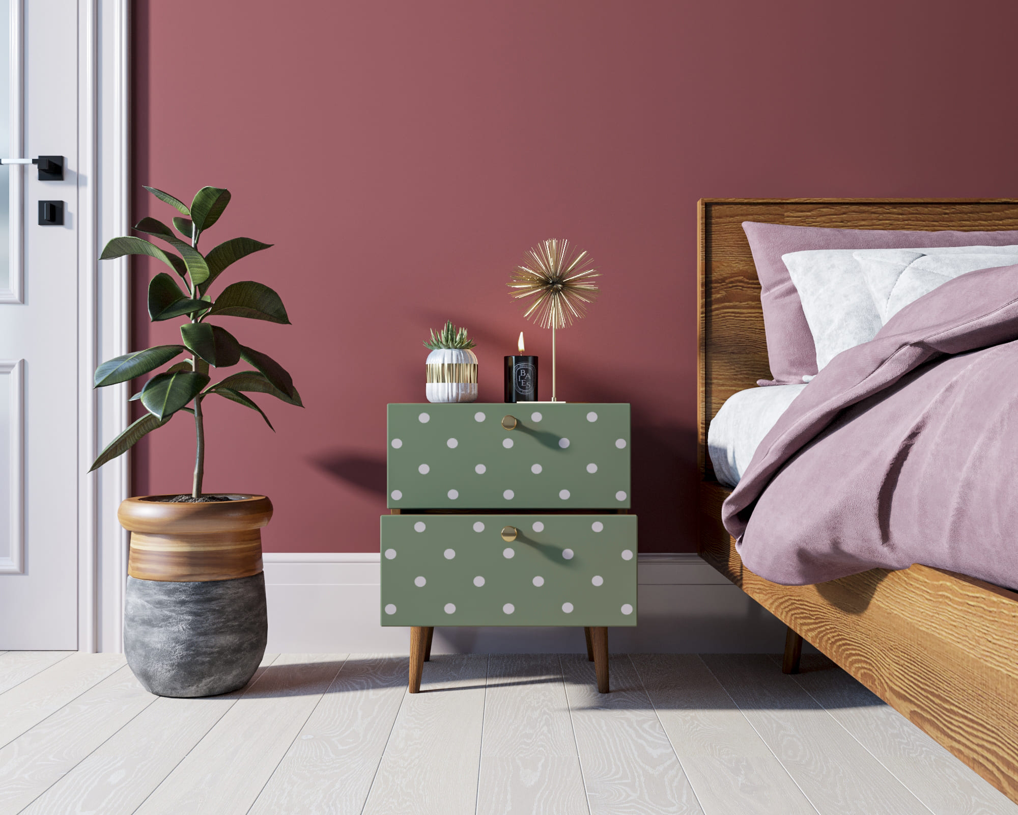 Тумбочка "Berber" с двумя ящиками 12 принт арт BB03/Print_12, разноцветная в интернет-магазине