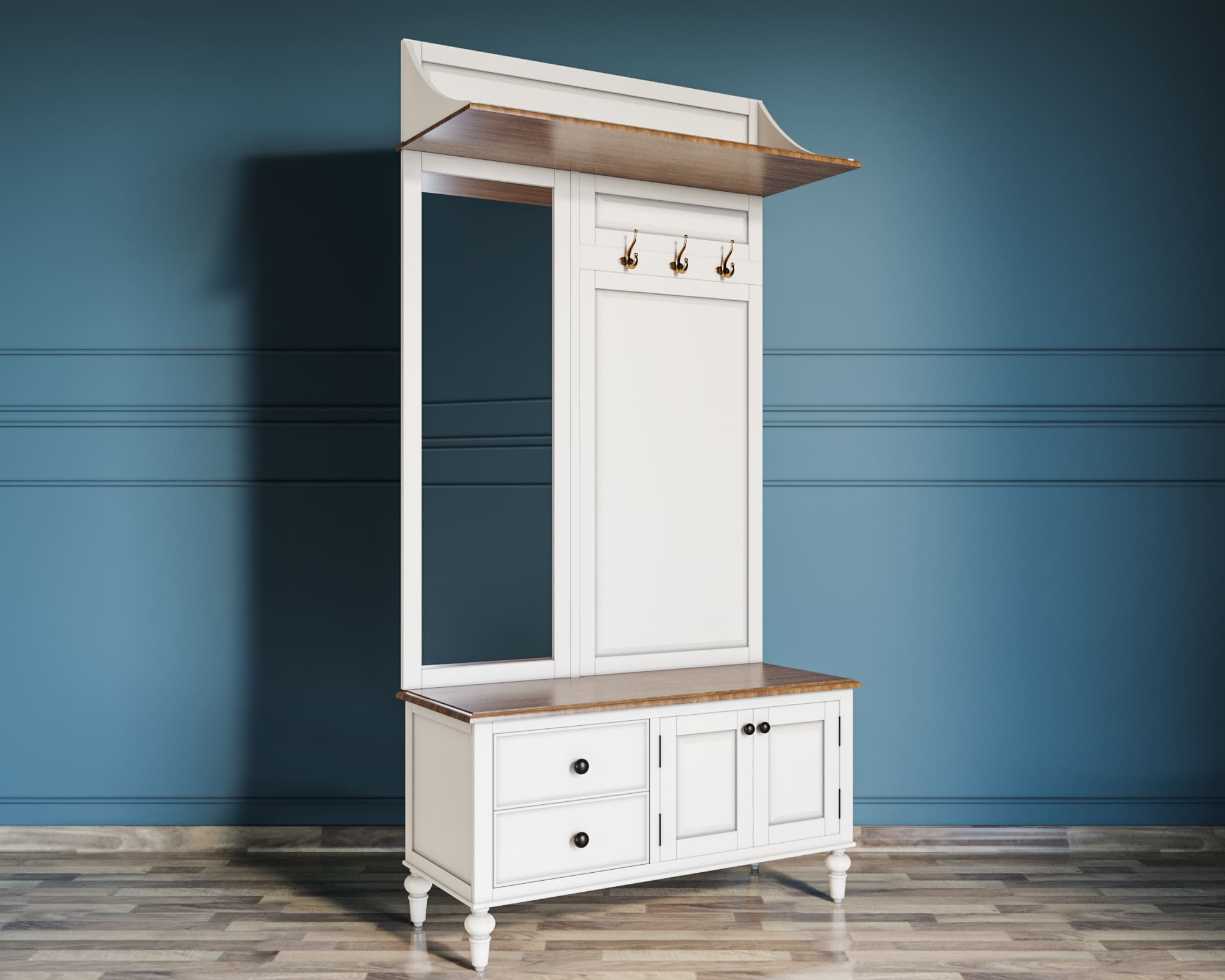 заказать Белая прихожая "Odri" с полкой в стиле прованс арт od2125