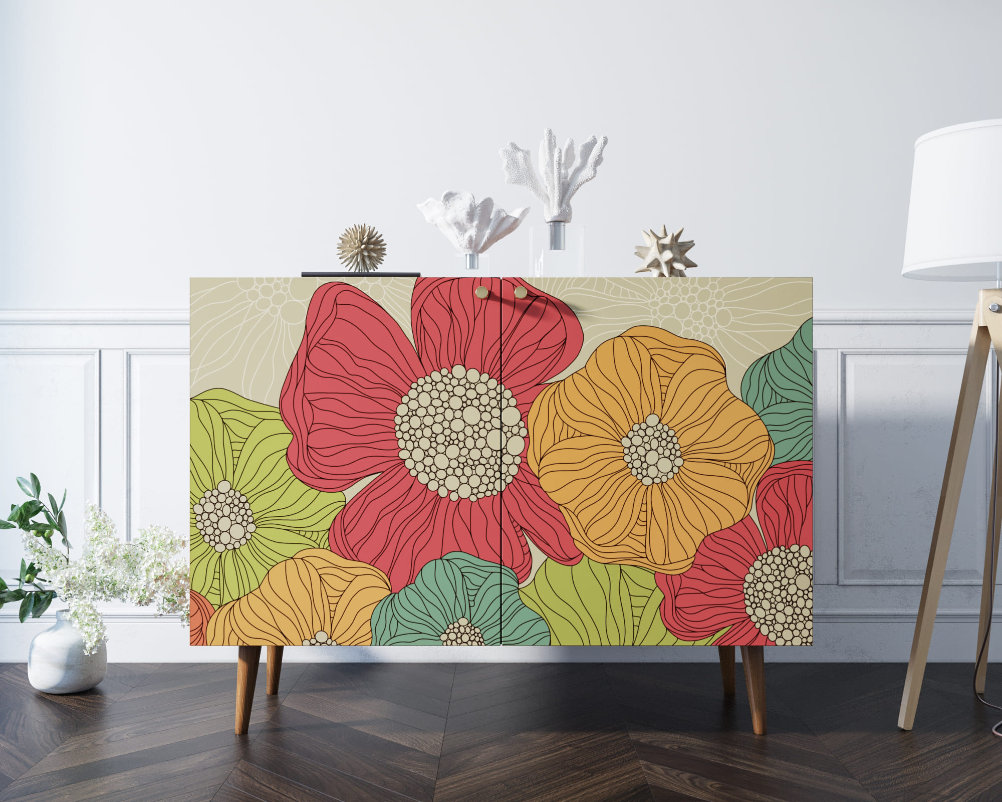 Комод "Berber" две дверки 5 принт арт BB04/Print_05 в интерьере