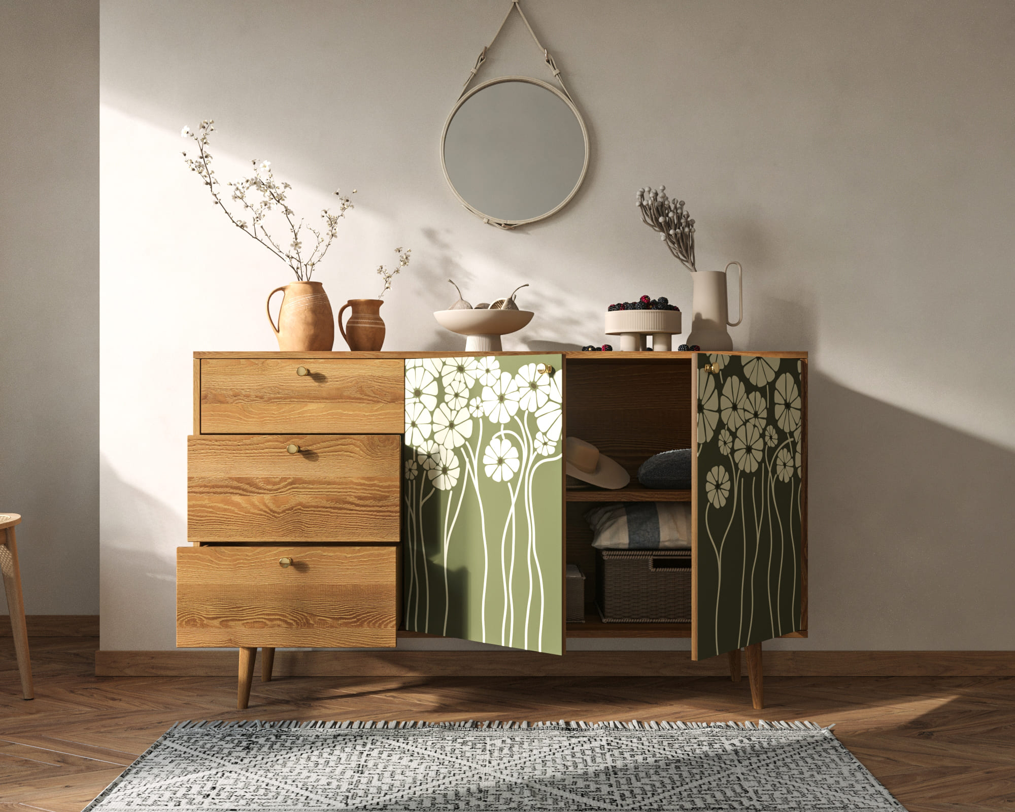 купить Комод "Berber" с двумя дверками и ящиками  арт BB05/Print_53