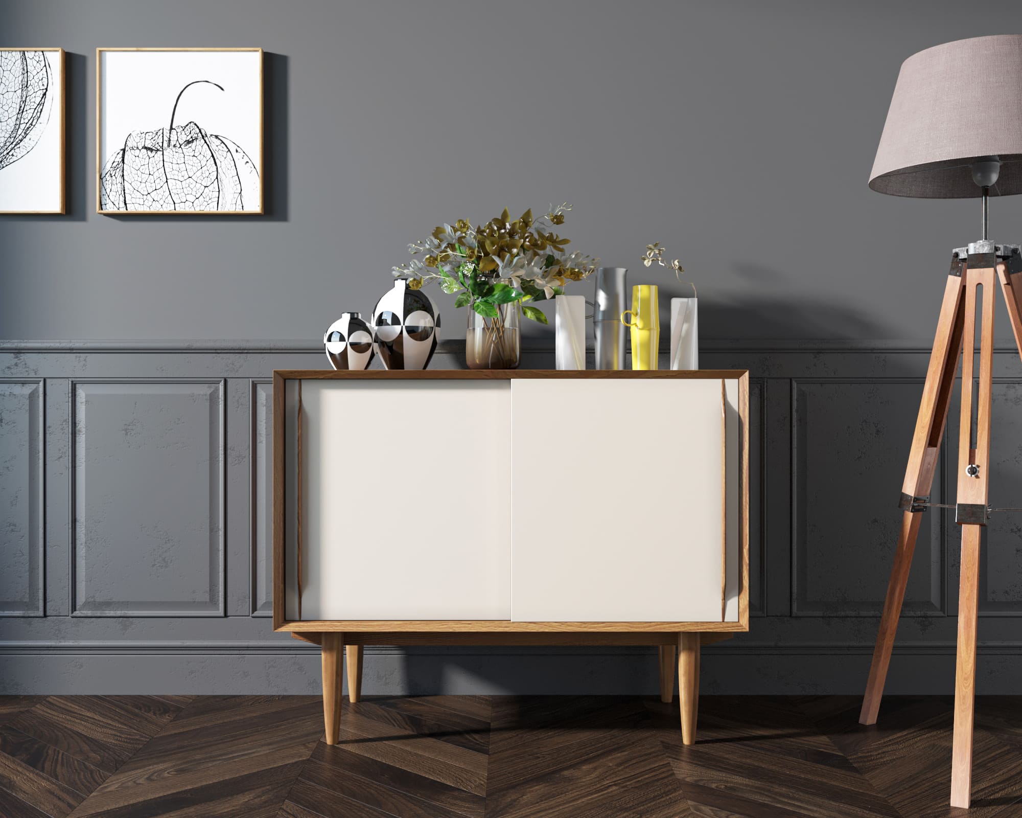 фото Комод в Скандинавском стиле "Bruni white" две дверки арт BR25WH